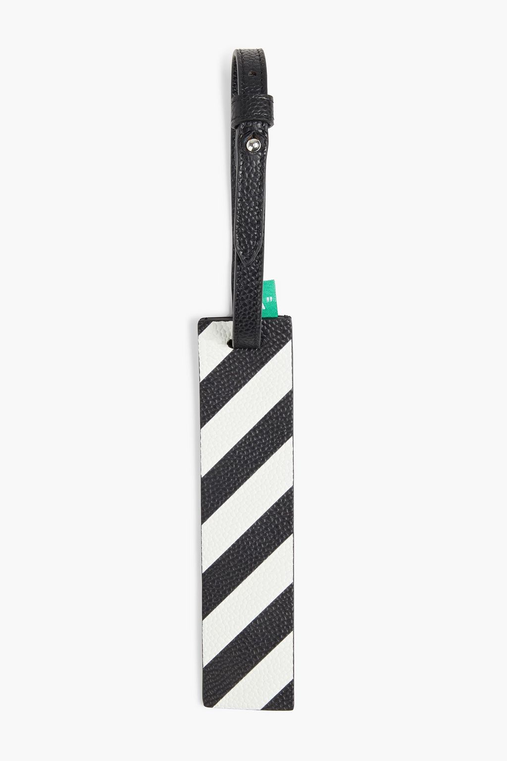 Striped pebbled-leather luggage tag