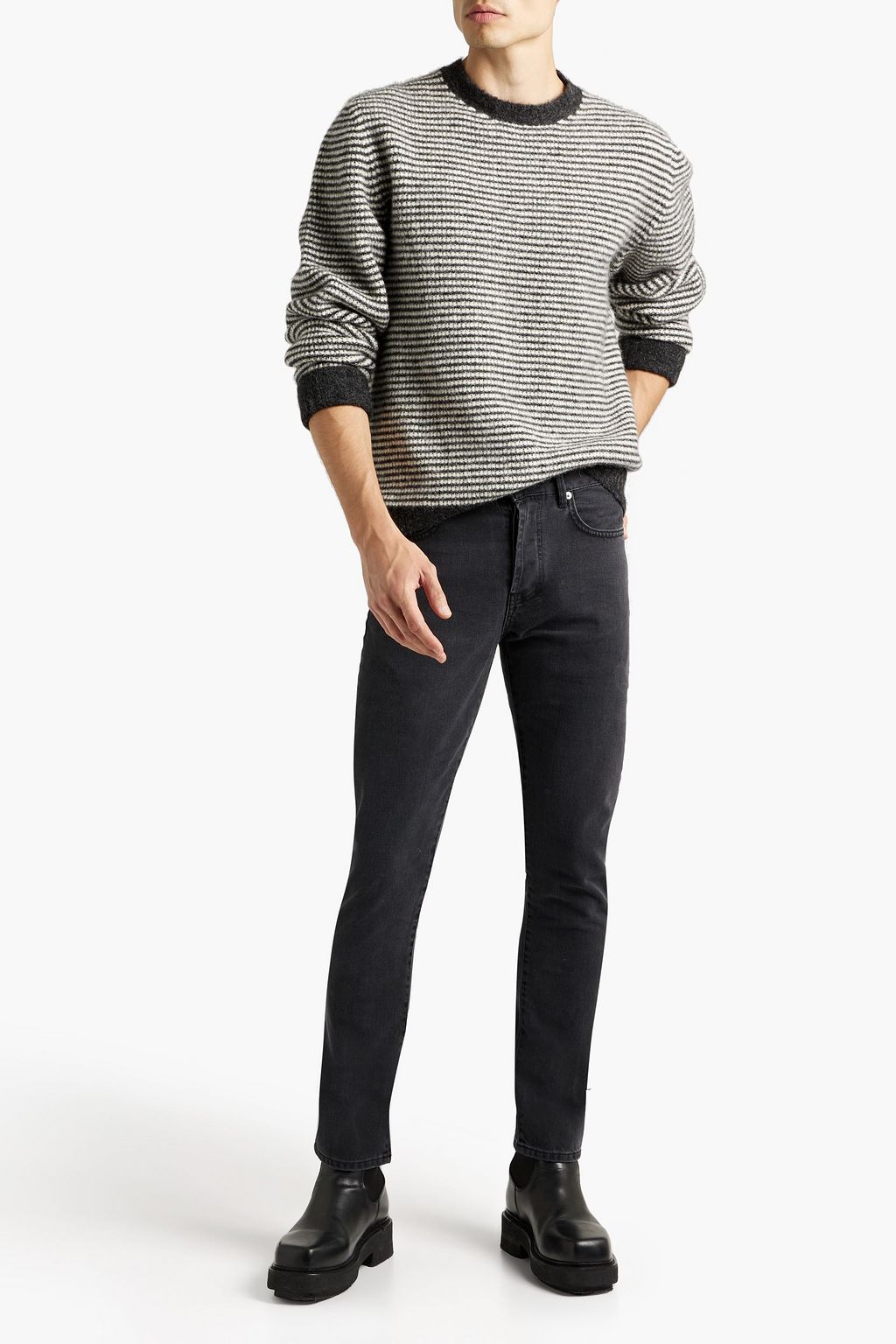 OFFICINE GÉNÉRALE Fred brushed striped knitted sweater
