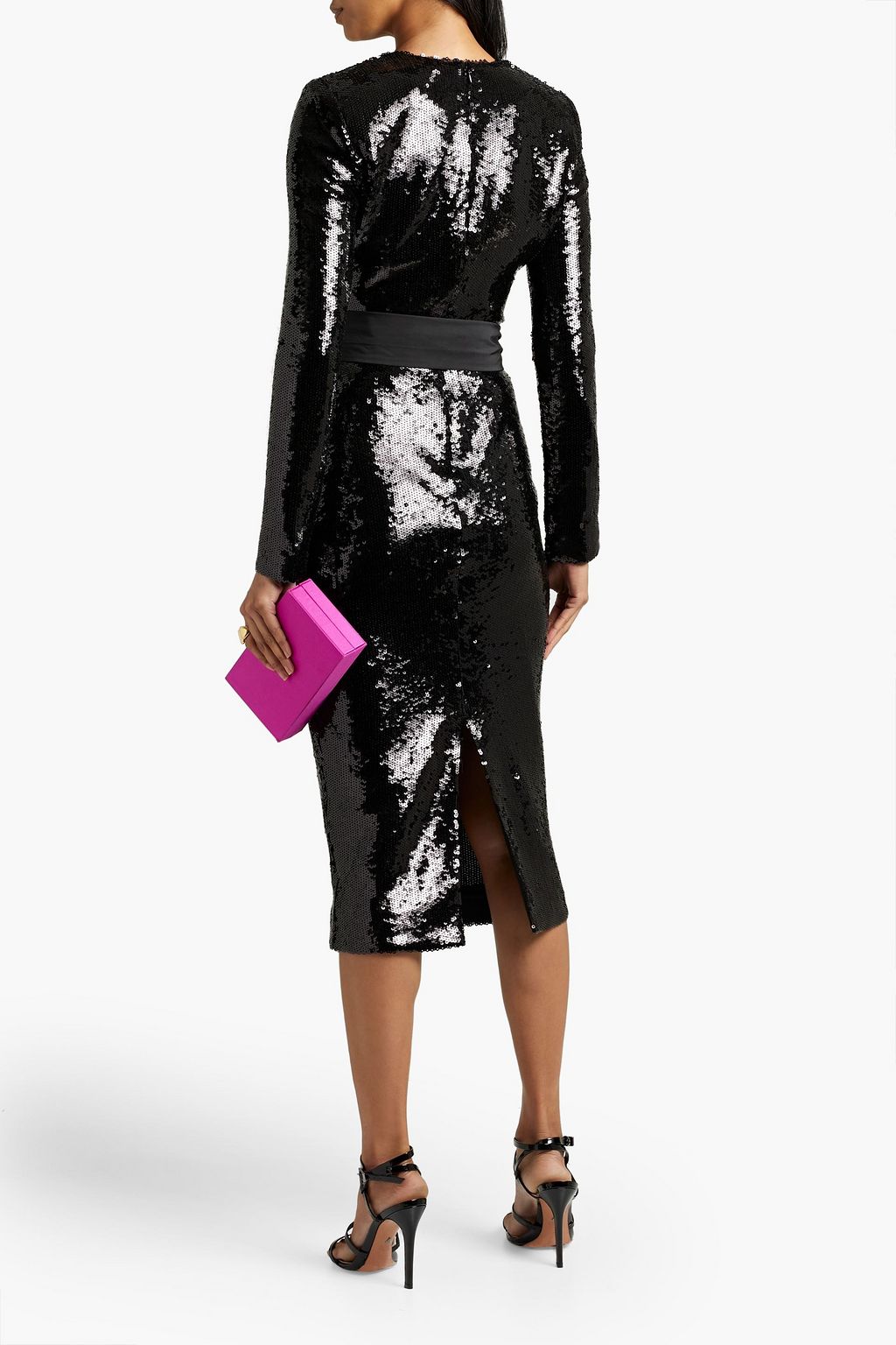 VERONICA BEARD Dalyn bow-embellished sequined jersey midi dress