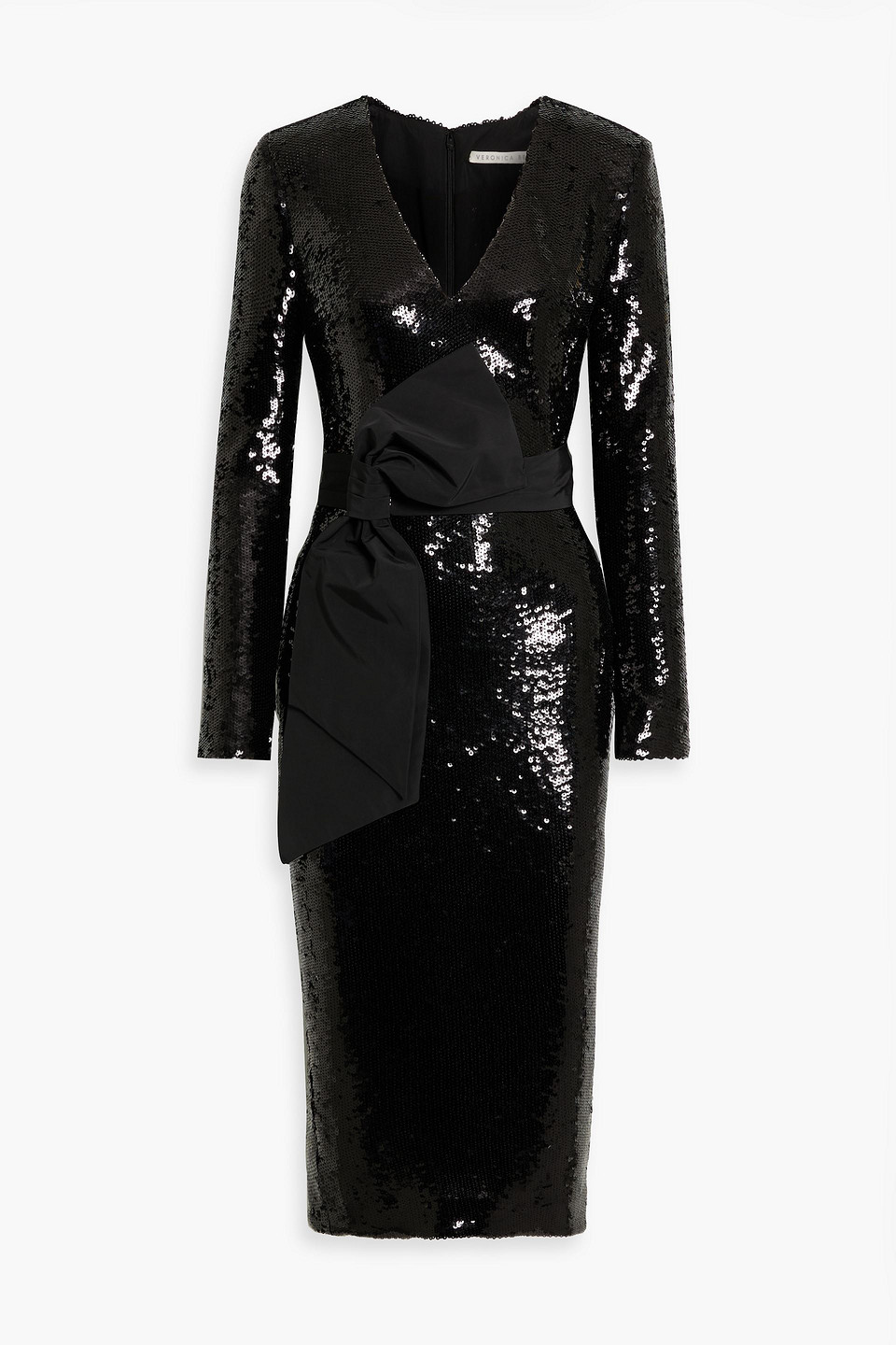 Veronica Beard Dalyn Bow-embellished Sequined Jersey Midi Dress In Black