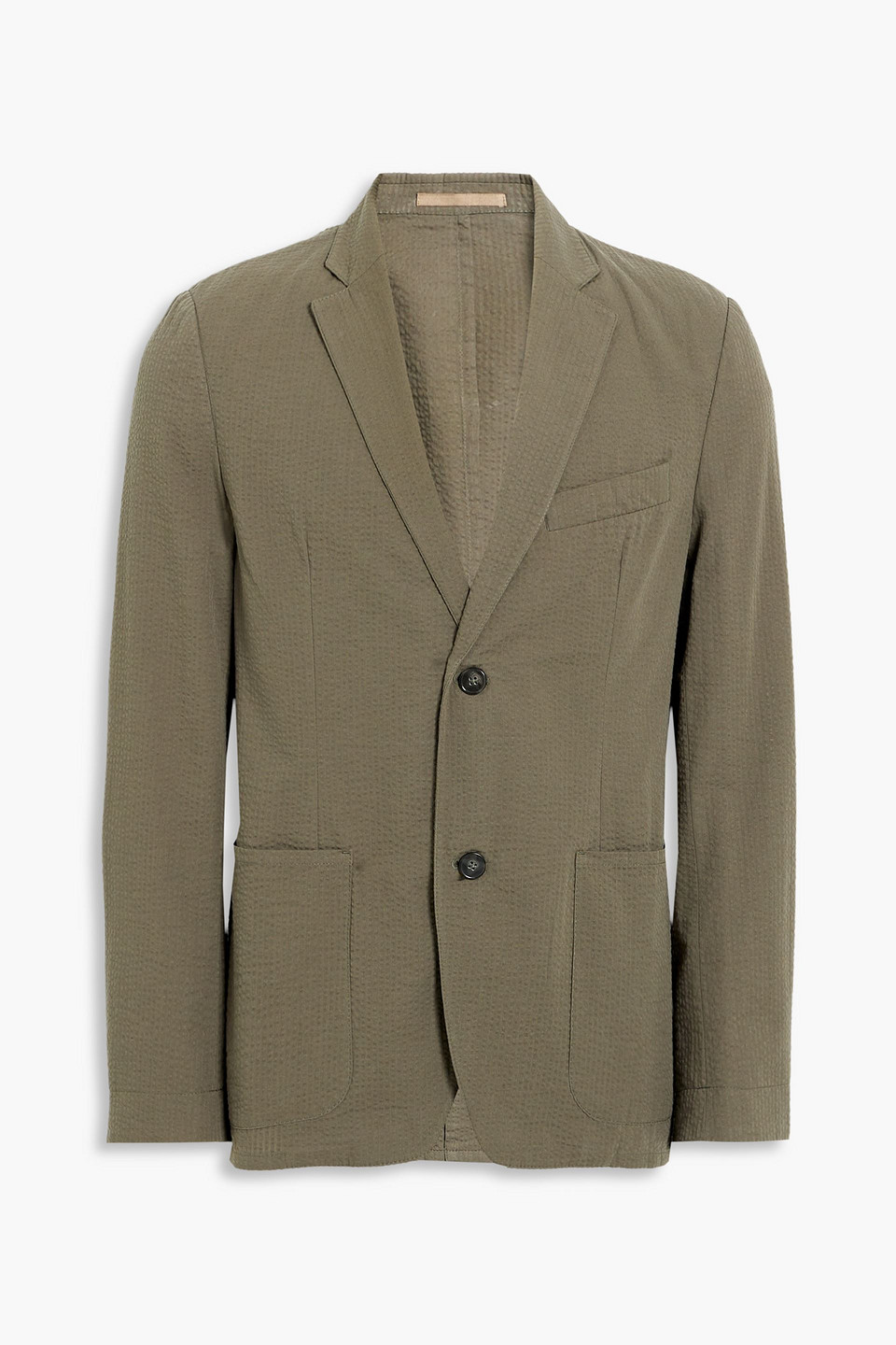 Officine Generale Cotton-seersucker Blazer In Grey Green