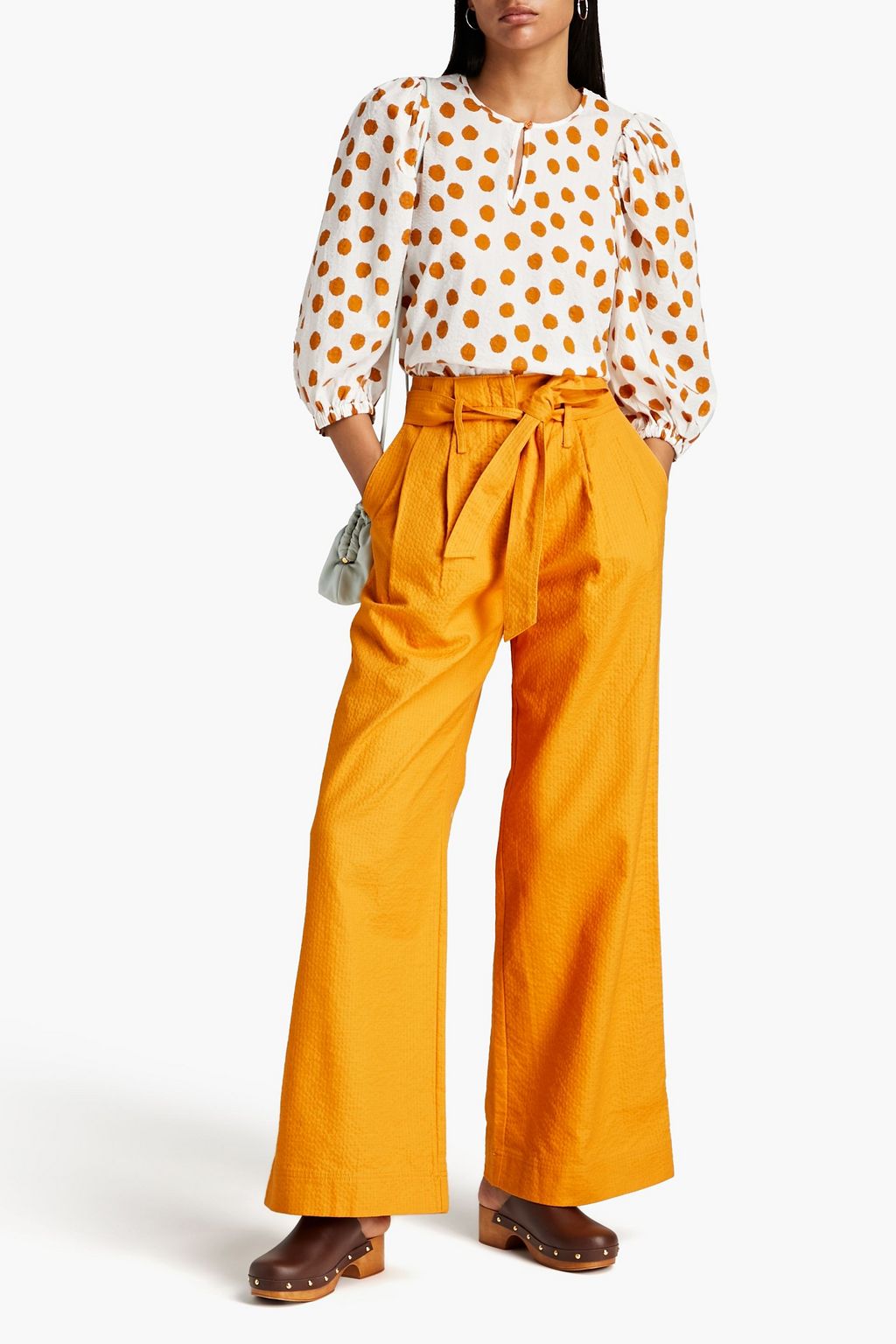 BAUM UND PFERDGARTEN Numie pleated cotton-jacquard wide-leg pants