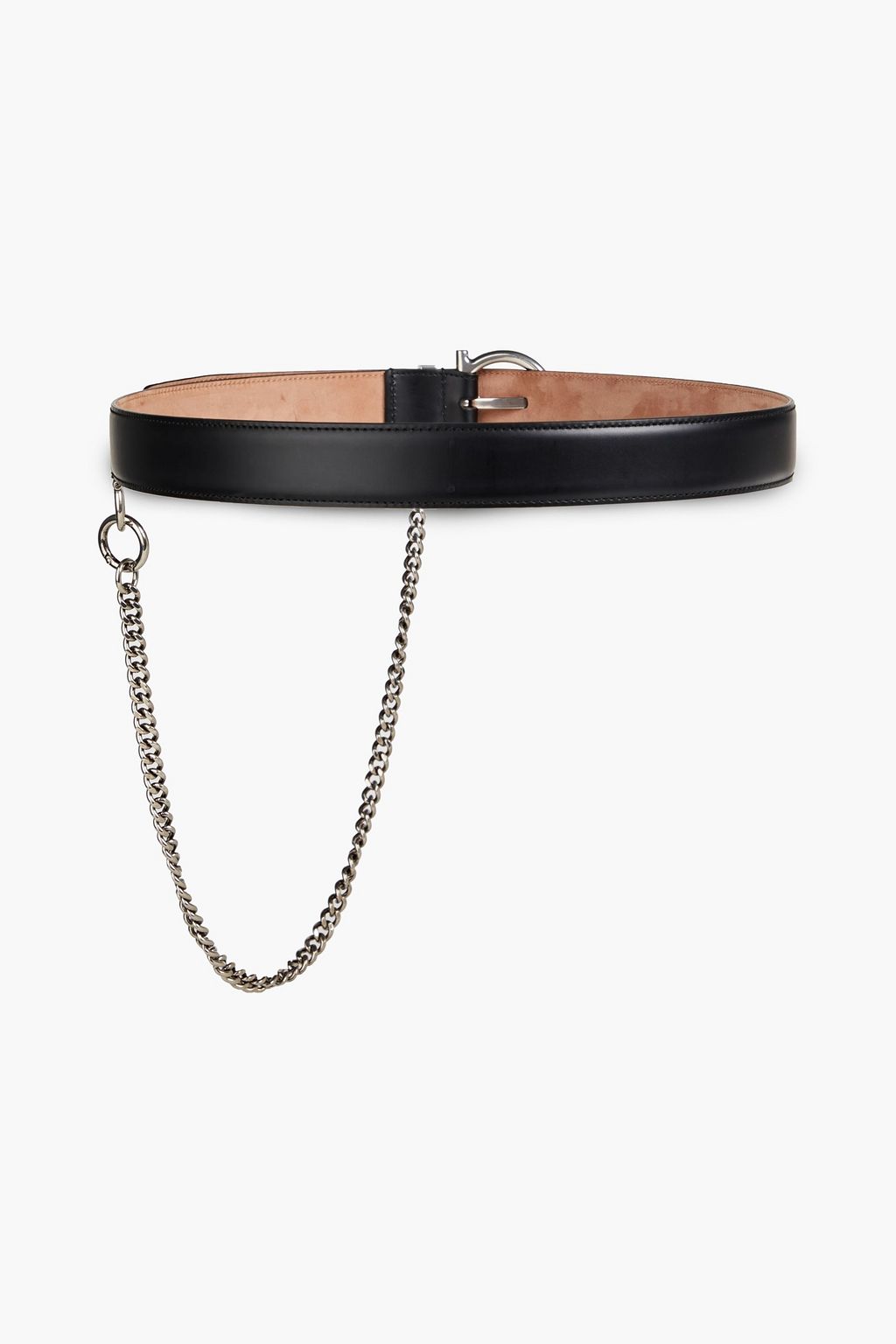 FERRAGAMO Chain-embellished leather belt