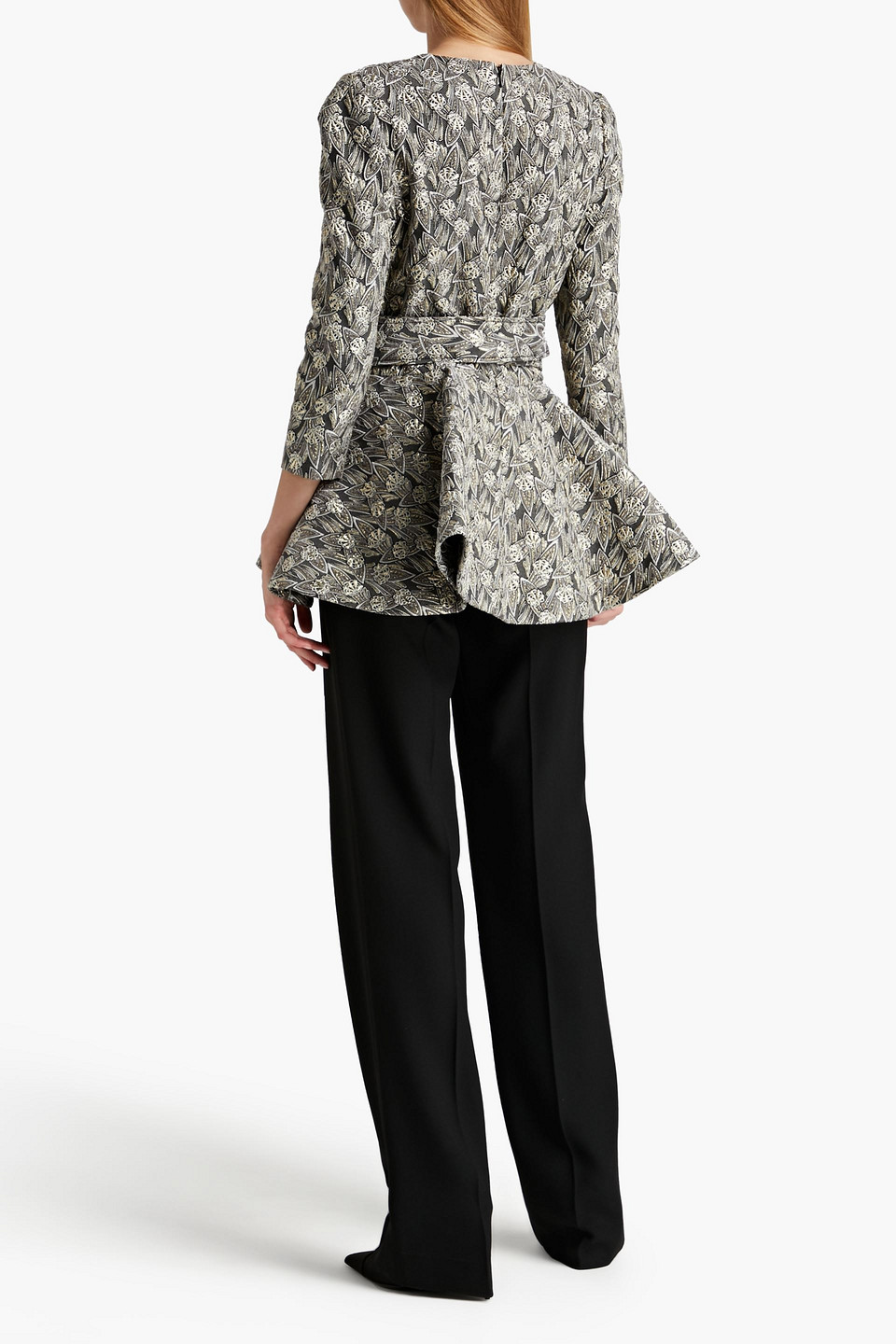 Sem Sem Malika Fluted Metallic Brocade Top In Gray