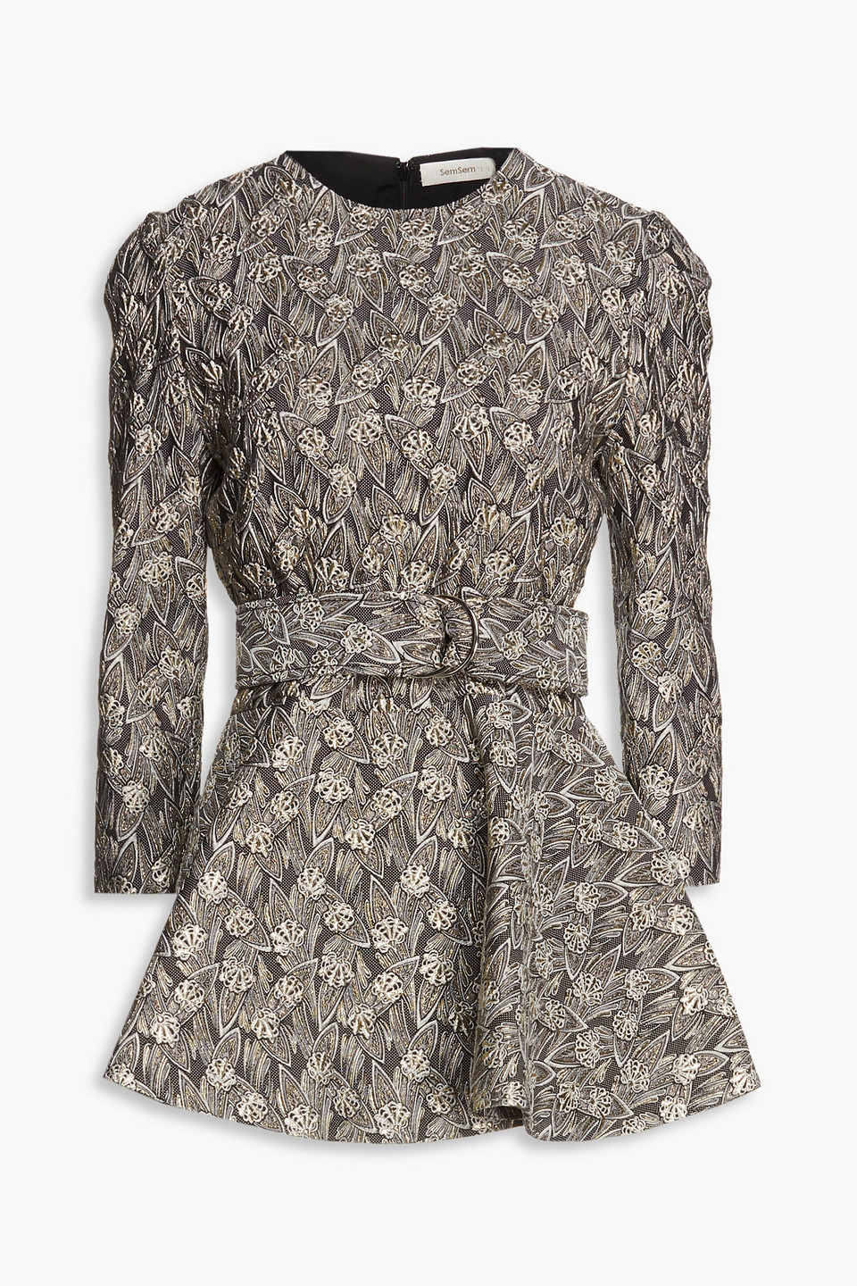 Sem Sem Malika Fluted Metallic Brocade Top In Grey