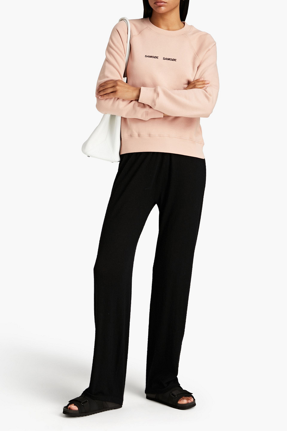 Samsoe & Samsoe Flocked Organic Cotton-blend Fleece Sweatshirt