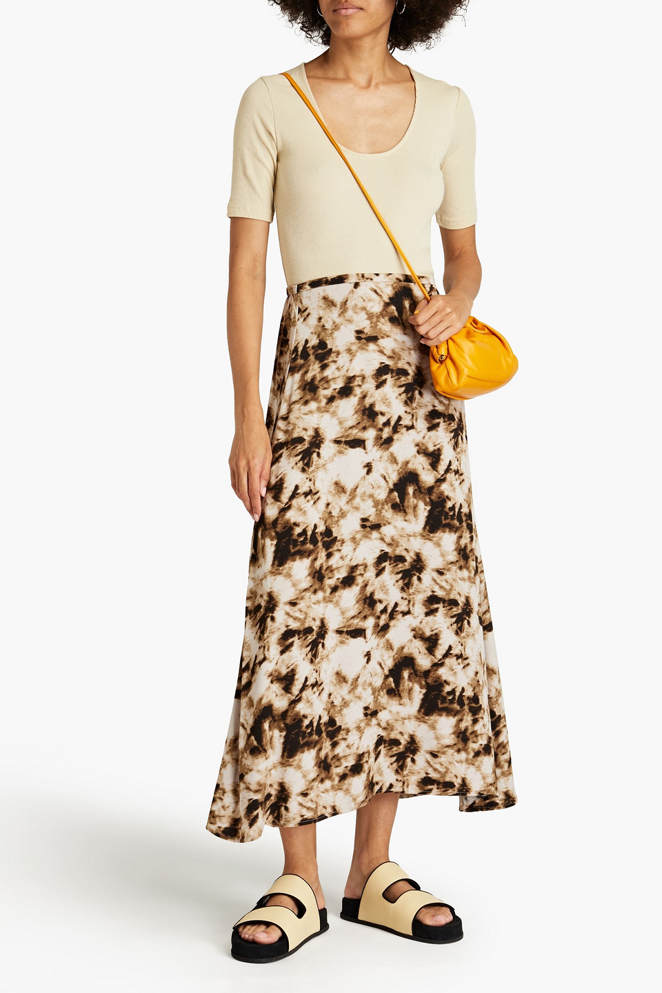 Samsoe & Samsoe Alexo Ribbed Organic Cotton-blend Jersey Top In Neutrals