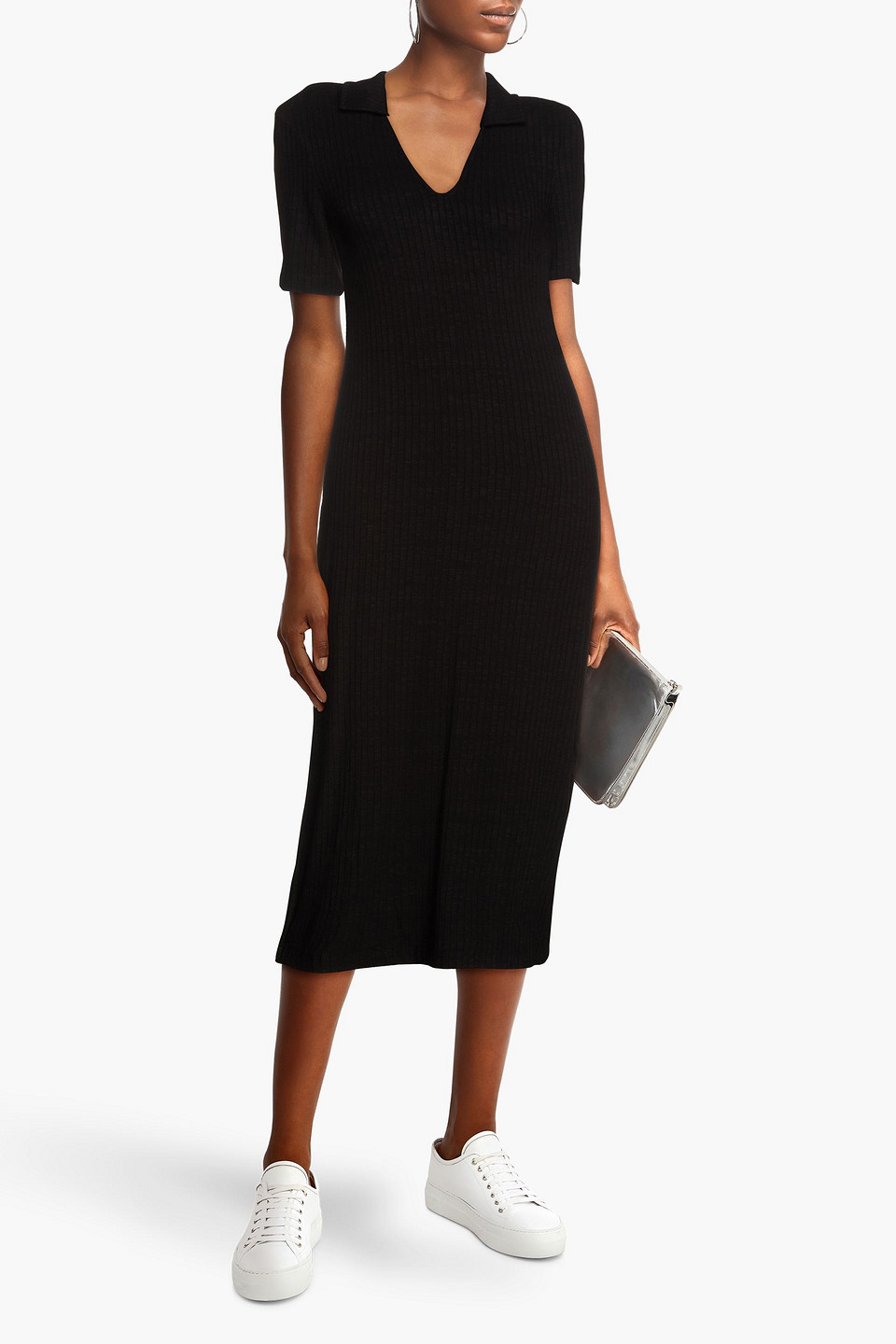 samsoe samsoe knit dress Samse Samse Women's Caleb Crinkle Midi Dress in Dark Brindle Samse Samse