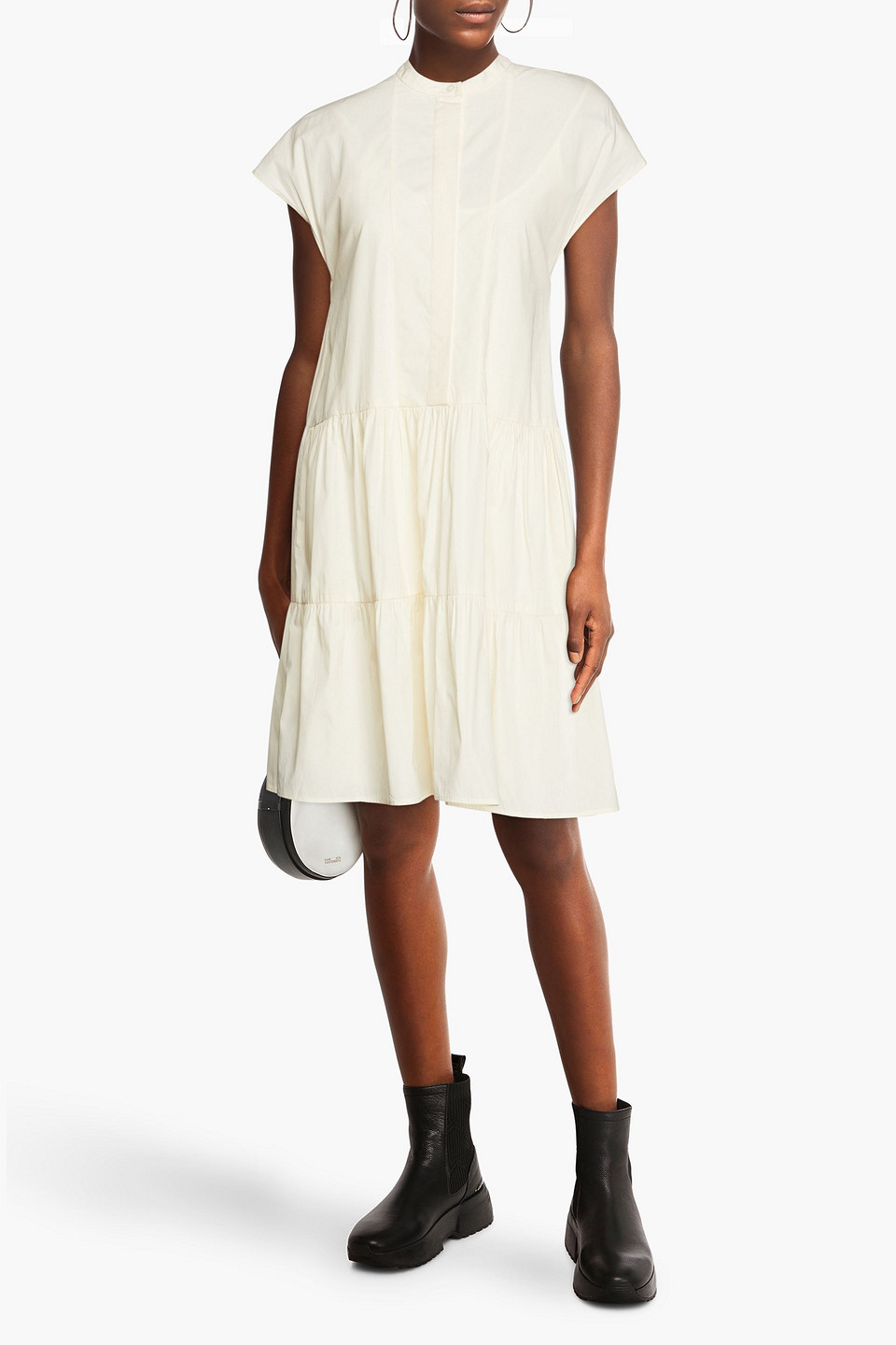 Samsoe & Samsoe Margo Tiered Gathered Organic Cotton-poplin Dress In White