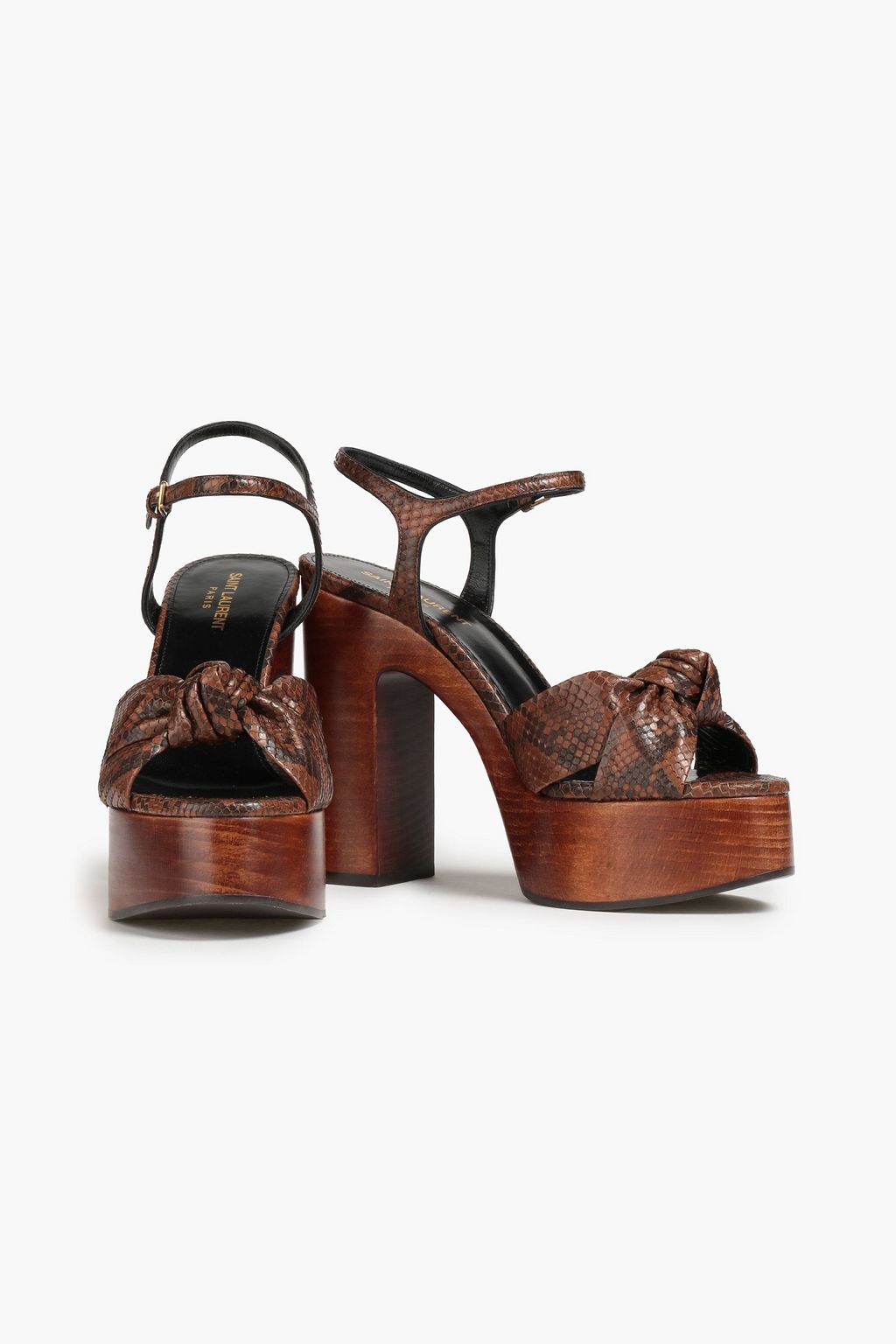 SAINT LAURENT Bianca 85 knotted python platform sandals