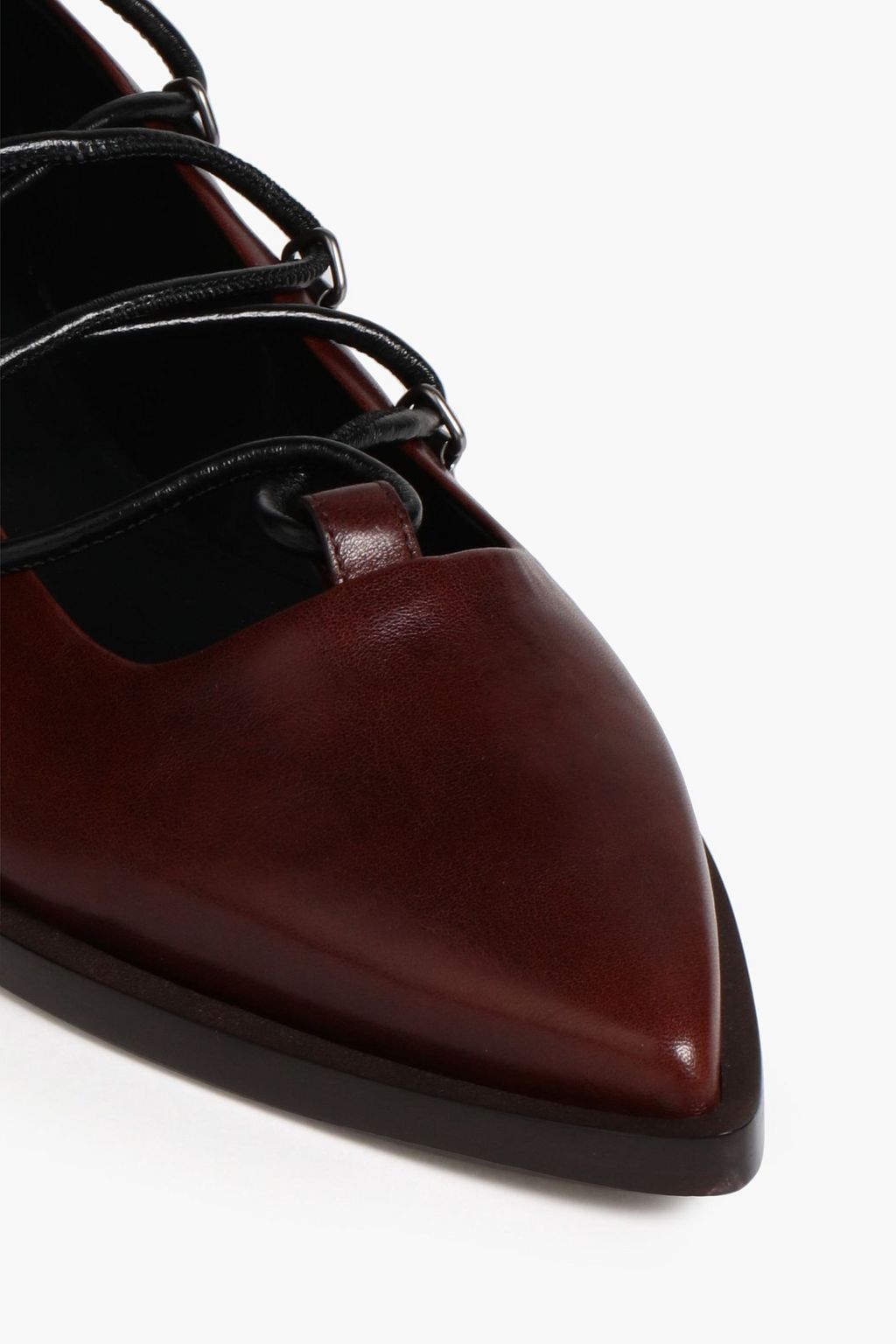 BRUNELLO CUCINELLI Flache Schuhe mit spitzer Kappe aus Leder mit Zierperlen