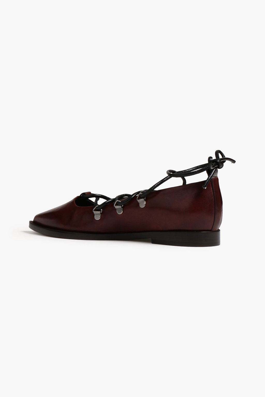 BRUNELLO CUCINELLI Flache Schuhe mit spitzer Kappe aus Leder mit Zierperlen