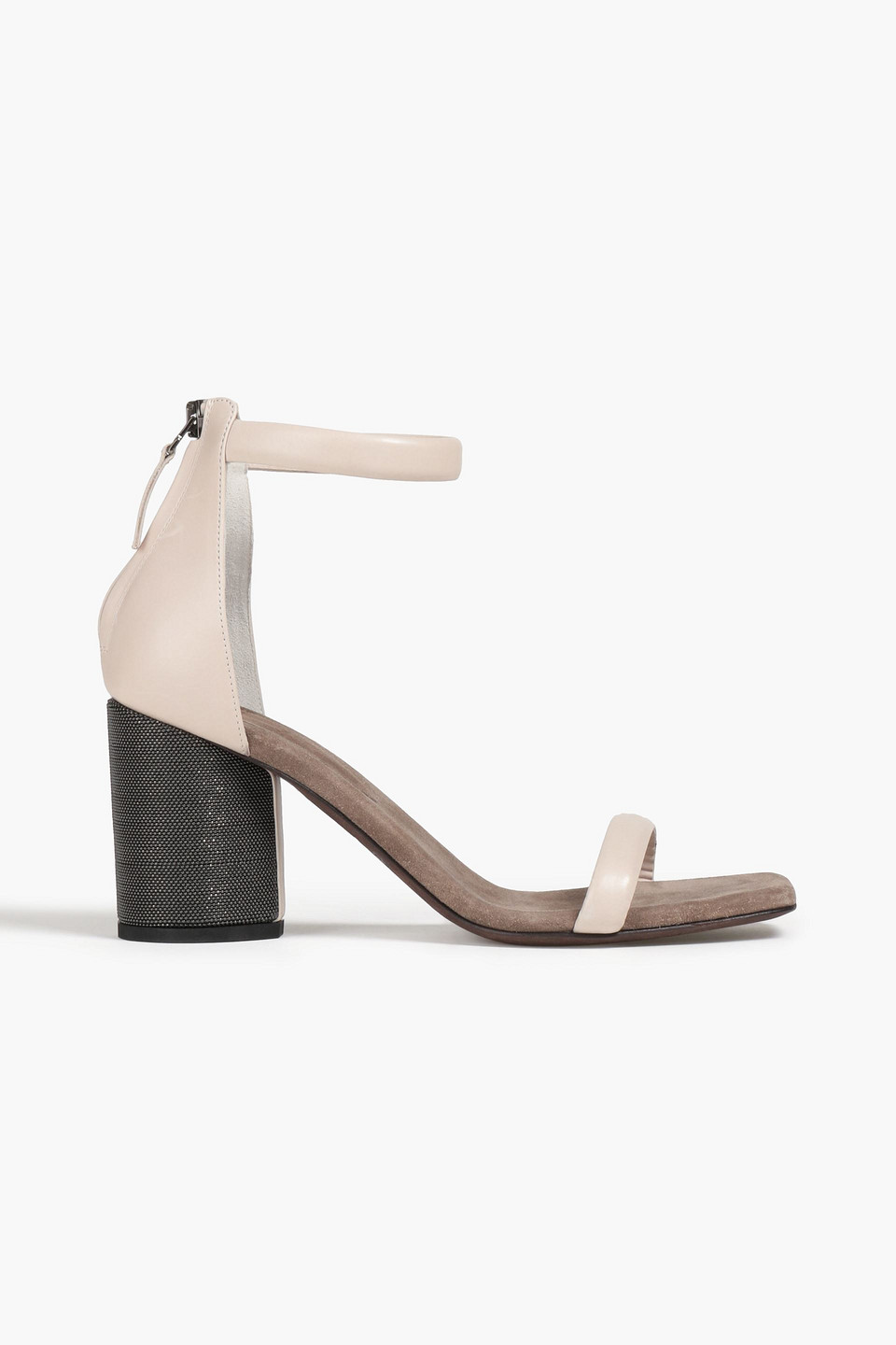 Brunello Cucinelli Bead-embellished Leather Sandals In Pastel Pink