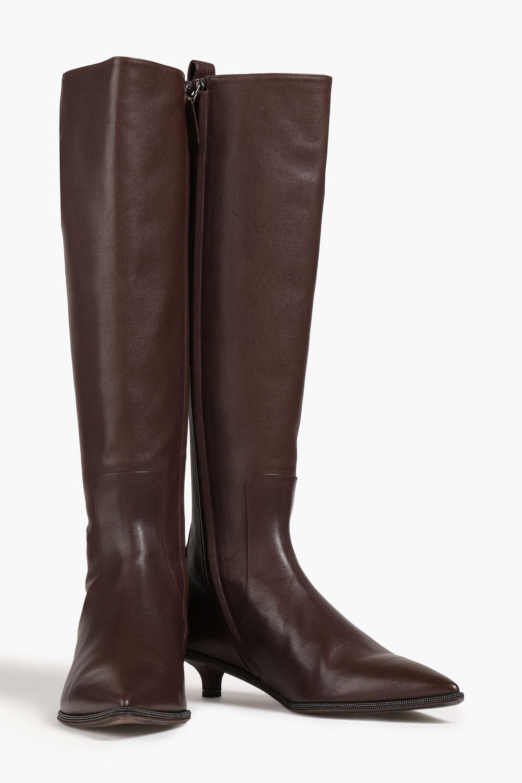 BRUNELLO CUCINELLI 비즈 장식 가죽 니하이 부츠