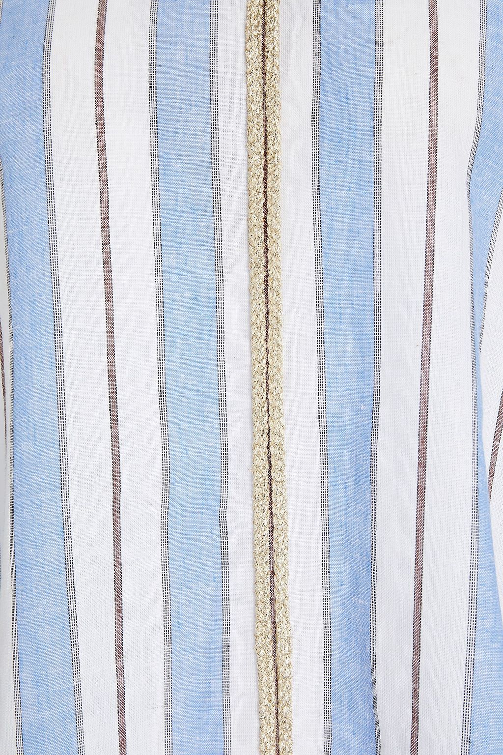 BAMBAH Braided-trimmed striped linen tunic