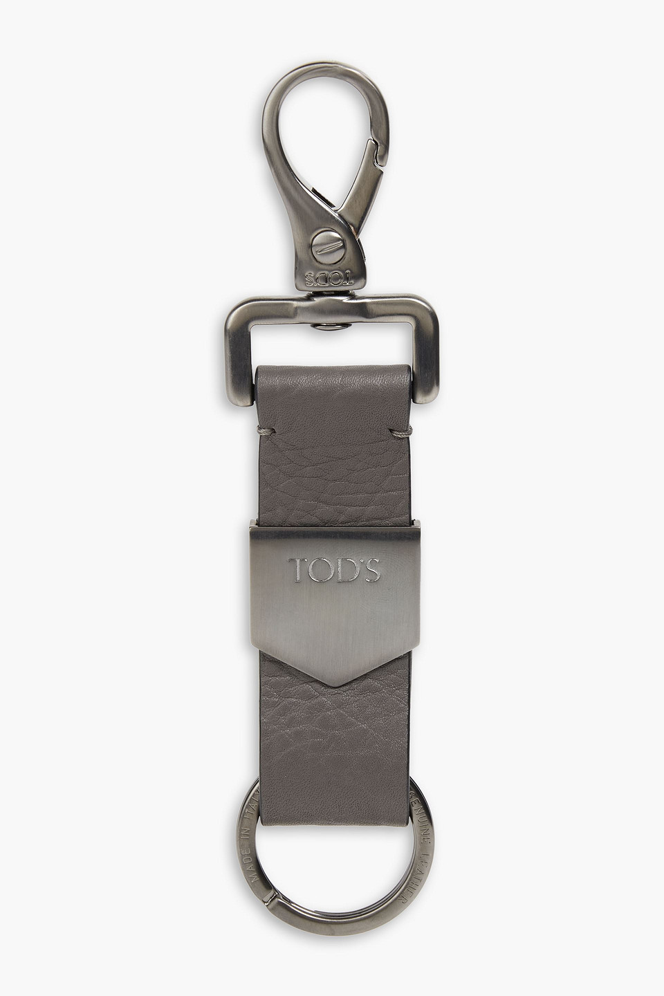 Tod's Pebbled-leather Keychain In Grey