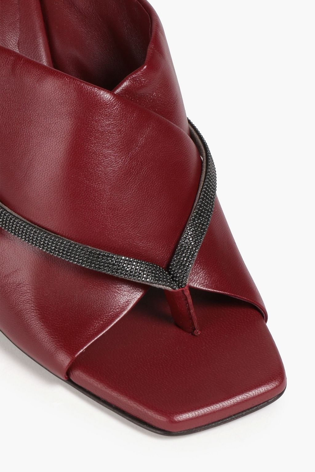 BRUNELLO CUCINELLI Mules aus Glanzleder mit Zierperlen