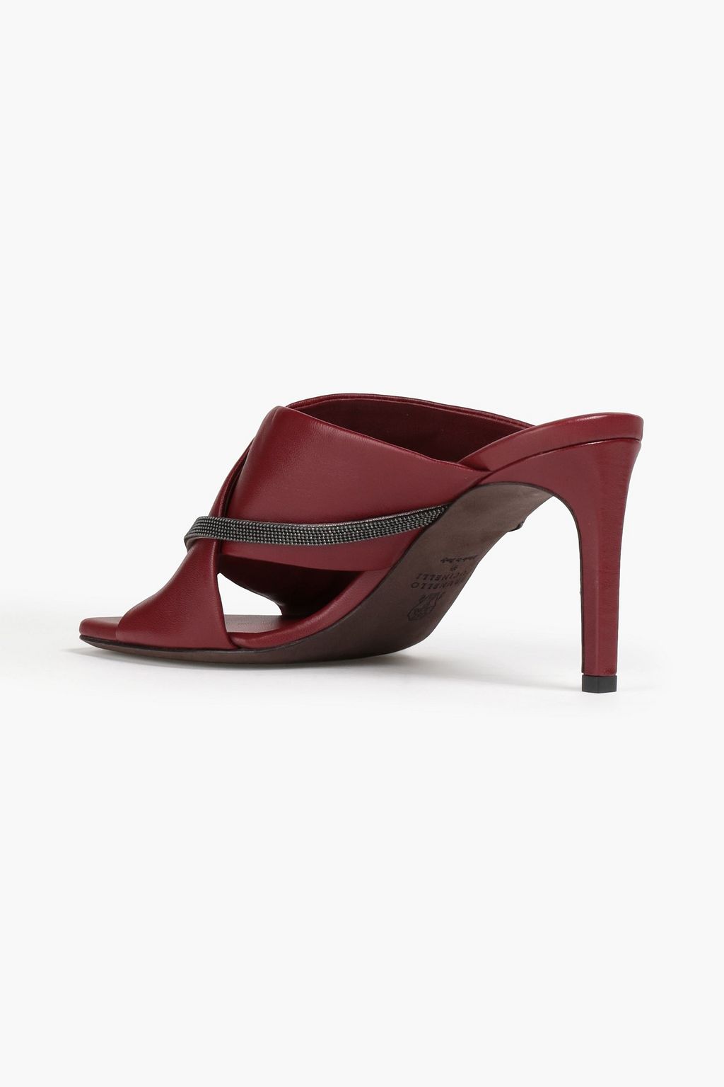 BRUNELLO CUCINELLI Mules aus Glanzleder mit Zierperlen