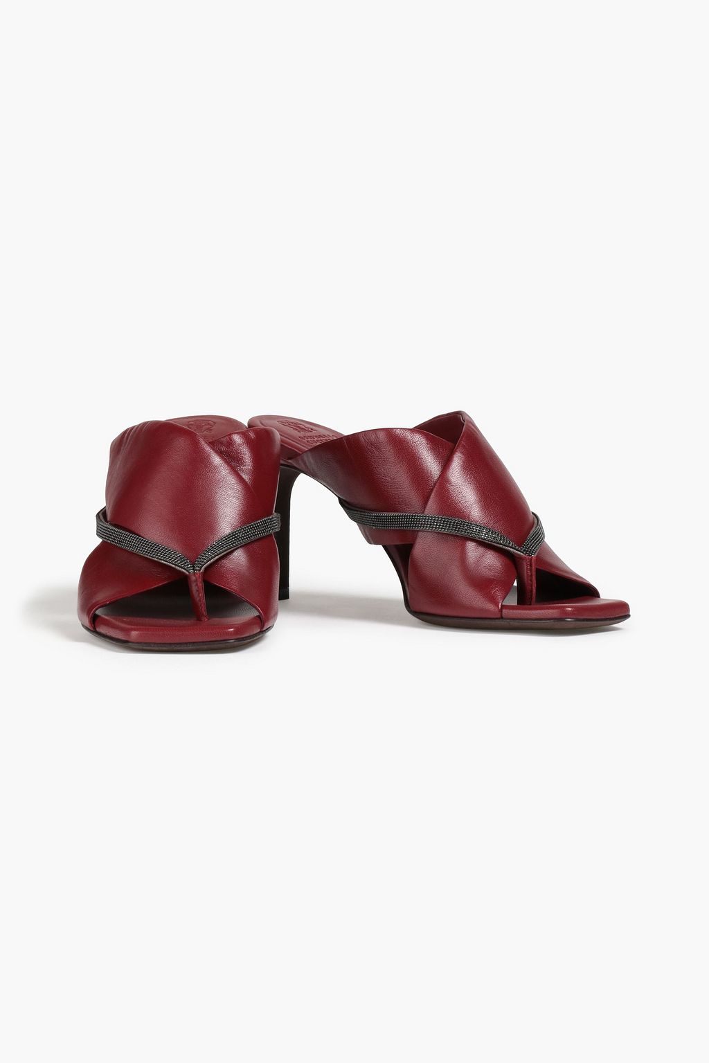 BRUNELLO CUCINELLI Mules aus Glanzleder mit Zierperlen