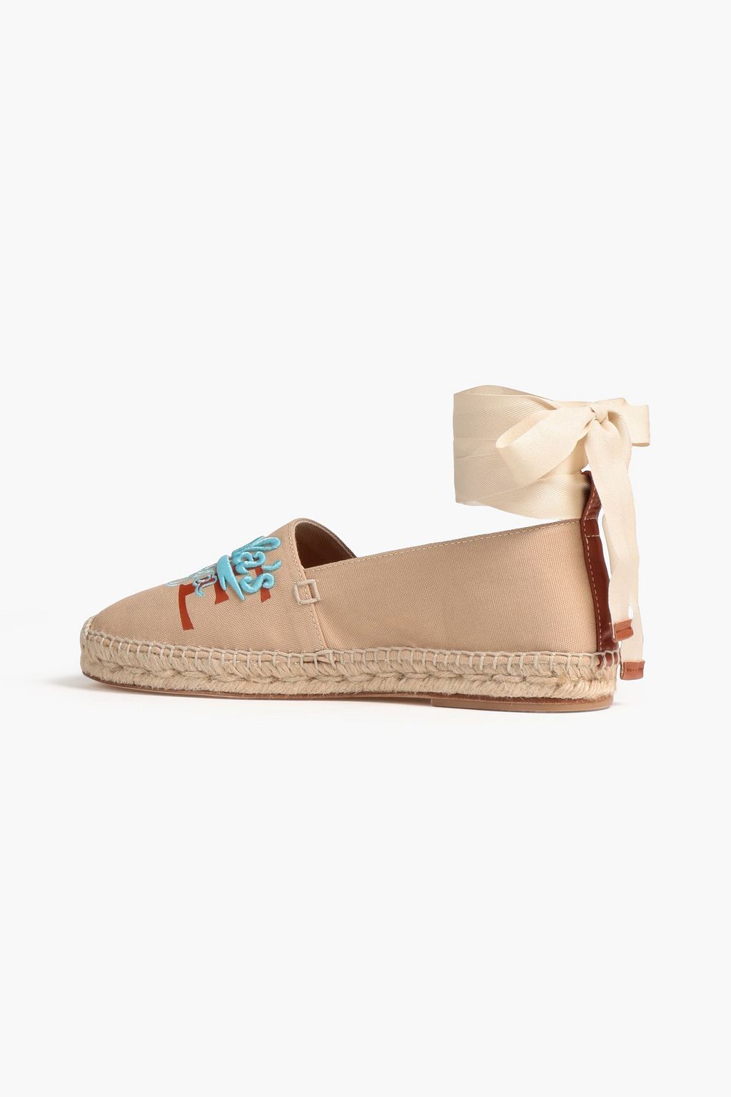 LOEWE Leather-trimmed embroidered canvas espadrilles