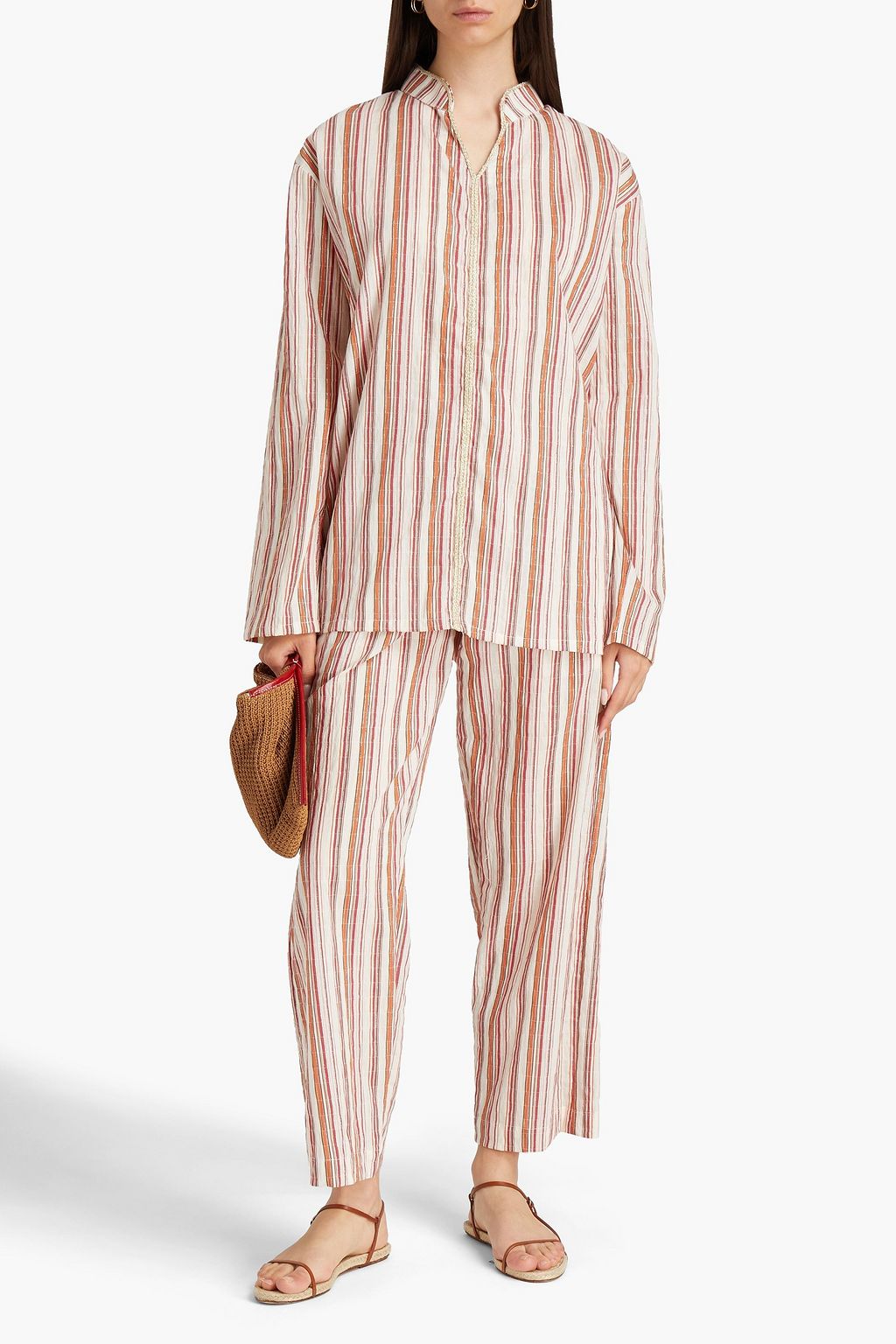 BAMBAH Striped linen wide-leg pants