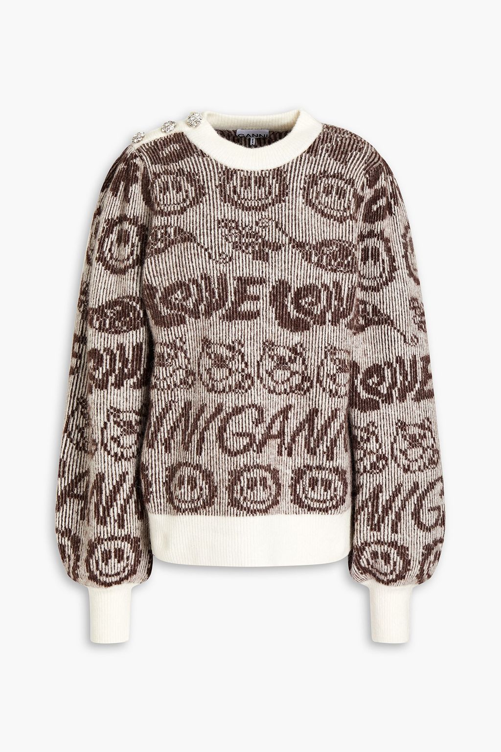 Ivory Crystal-embellished jacquard-knit 