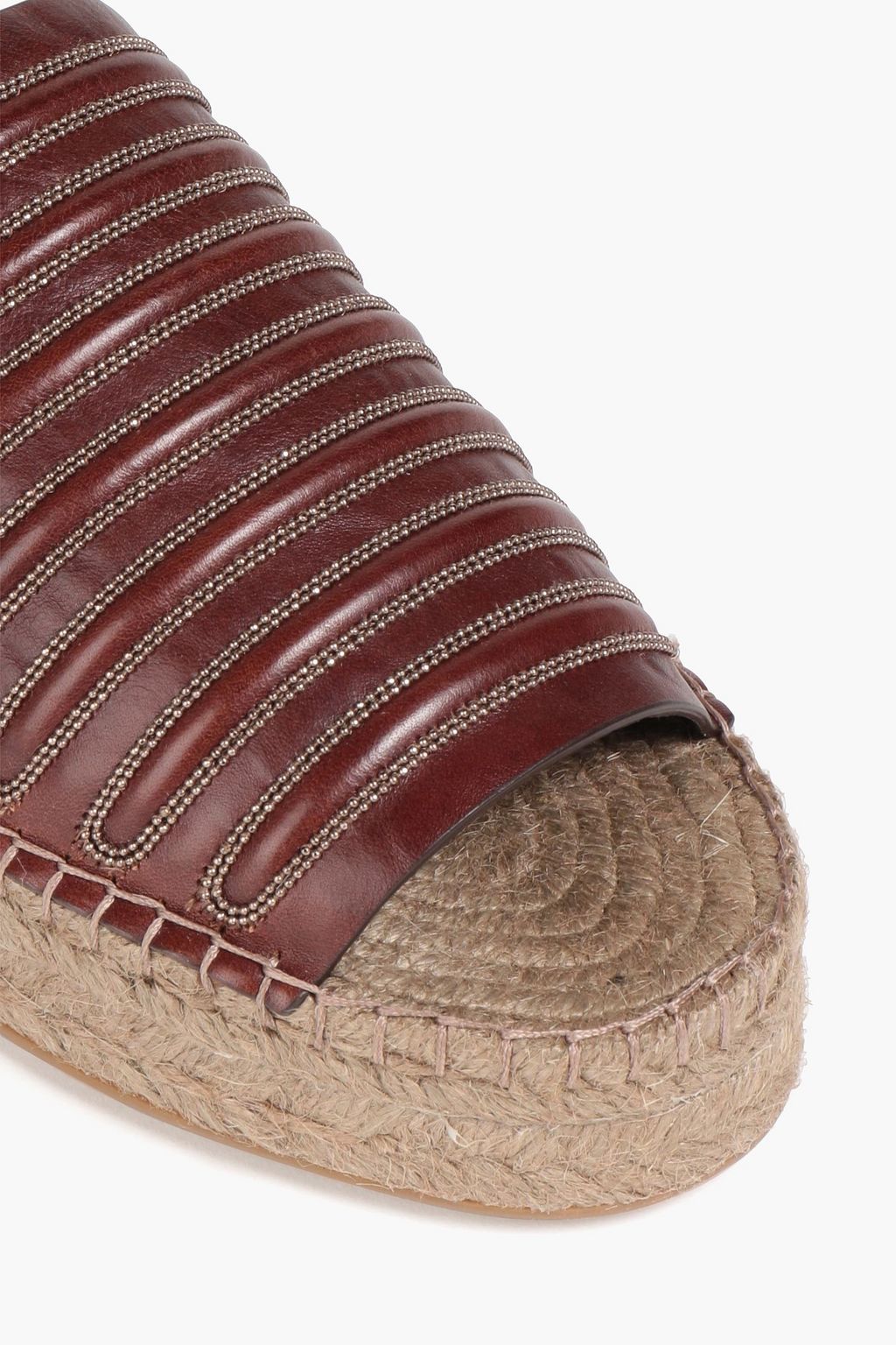 BRUNELLO CUCINELLI Bead-embellished leather platform slides