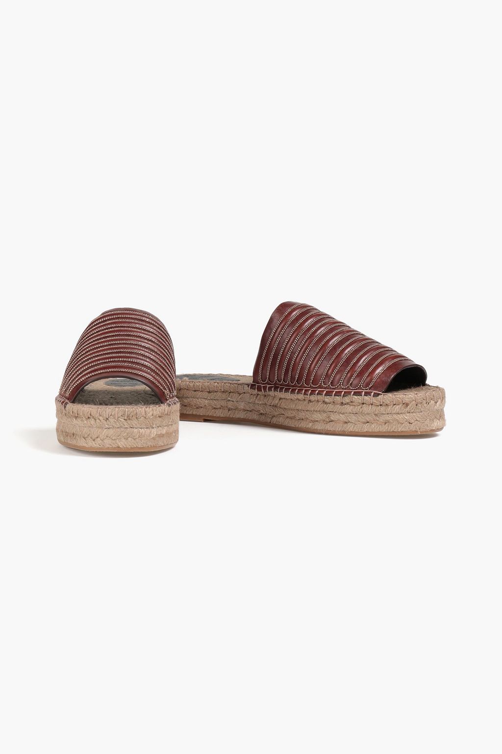 BRUNELLO CUCINELLI Bead-embellished leather platform slides