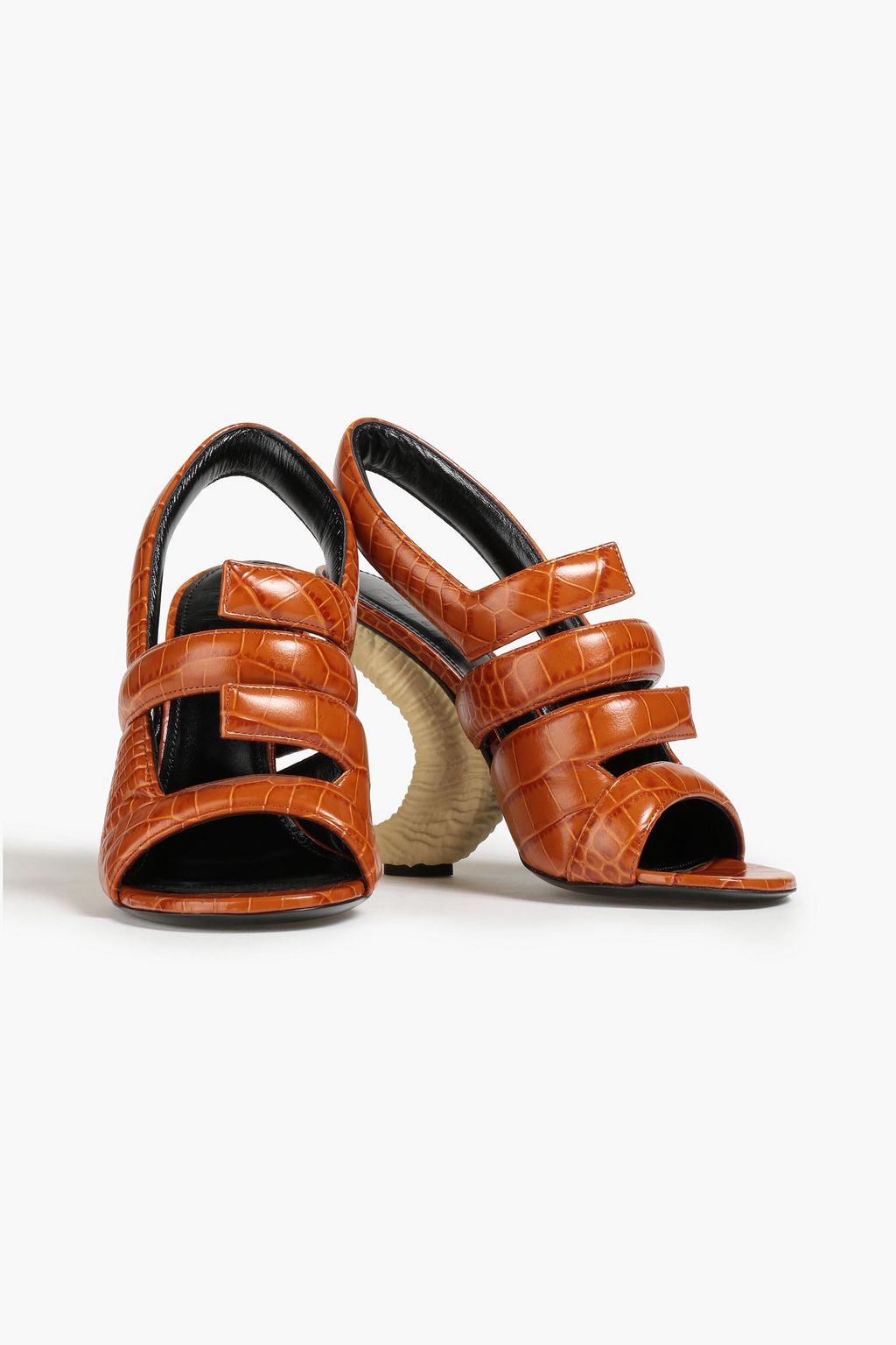 GIVENCHY Show Horn 4G croceffect leather sandals Sale up to 70 off