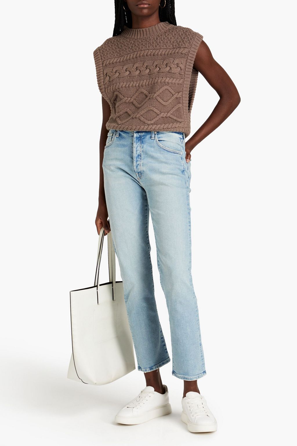 MOTHER Hiker Hover distressed high-rise straight-leg jeans