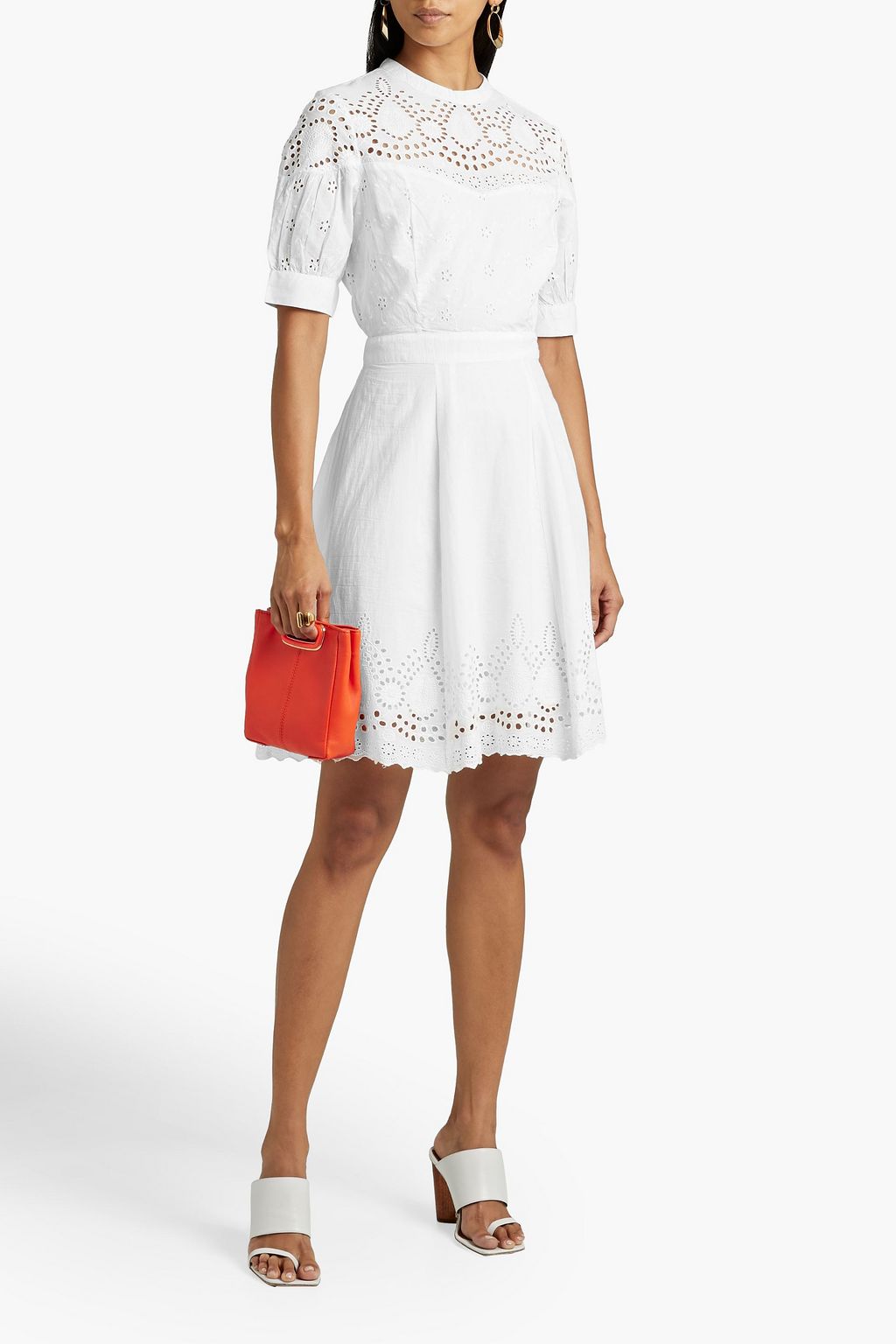 WALTER BAKER Nicolette broderie anglaise-trimmed cotton-gauze mini dress