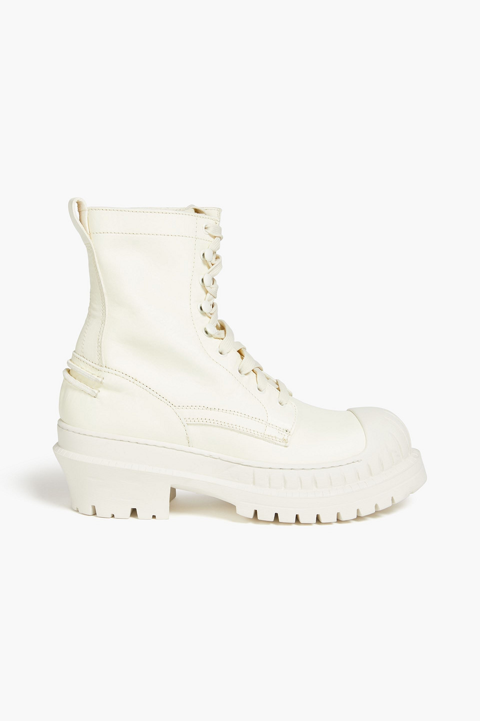 Acne Studios Leather Combat Boots In Neutrals