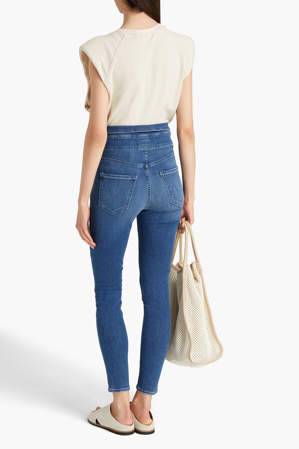 MOTHER The Triple Stack Looker belted high-rise skinny jeans