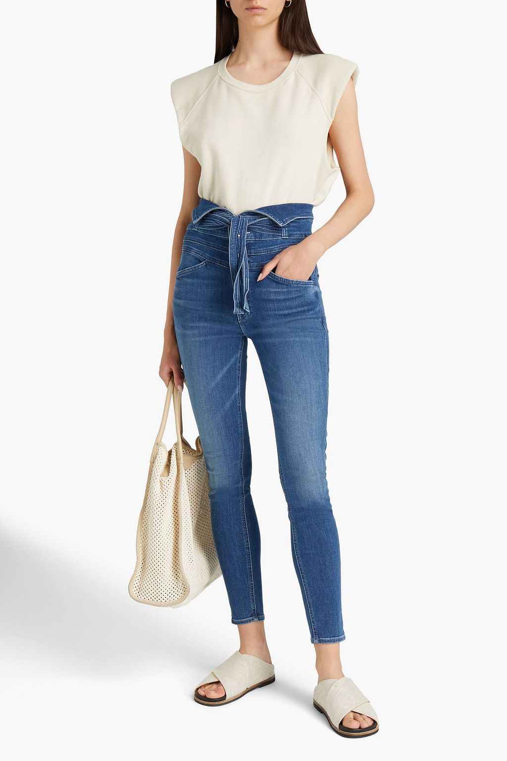 MOTHER The Triple Stack Looker belted high-rise skinny jeans