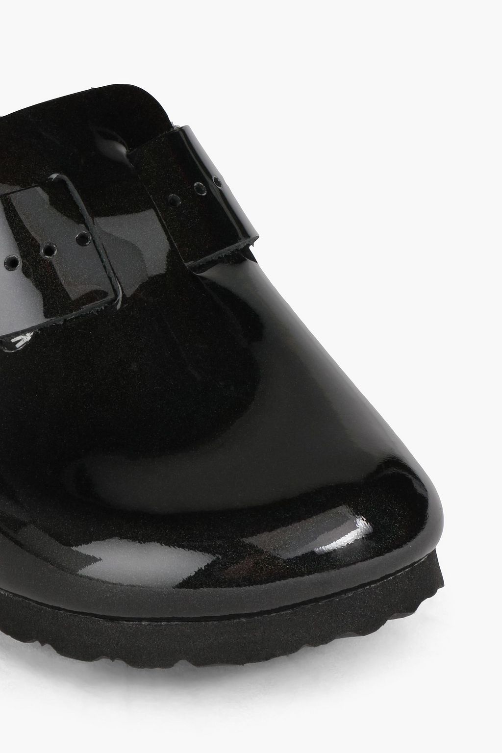 RICK OWENS X BIRKENSTOCK Boston buckled glossed-leather slippers