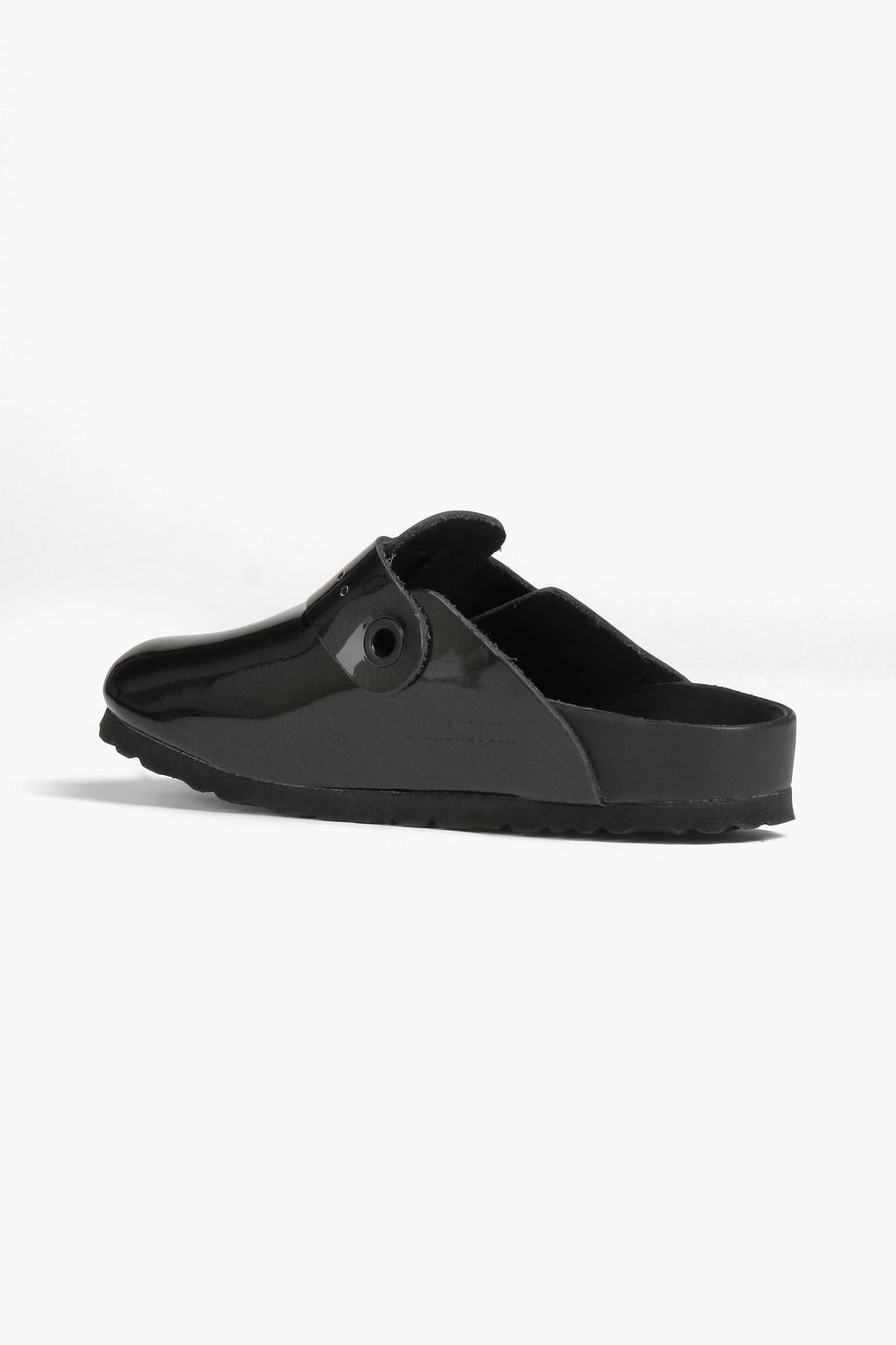 RICK OWENS X BIRKENSTOCK Boston buckled glossed-leather slippers
