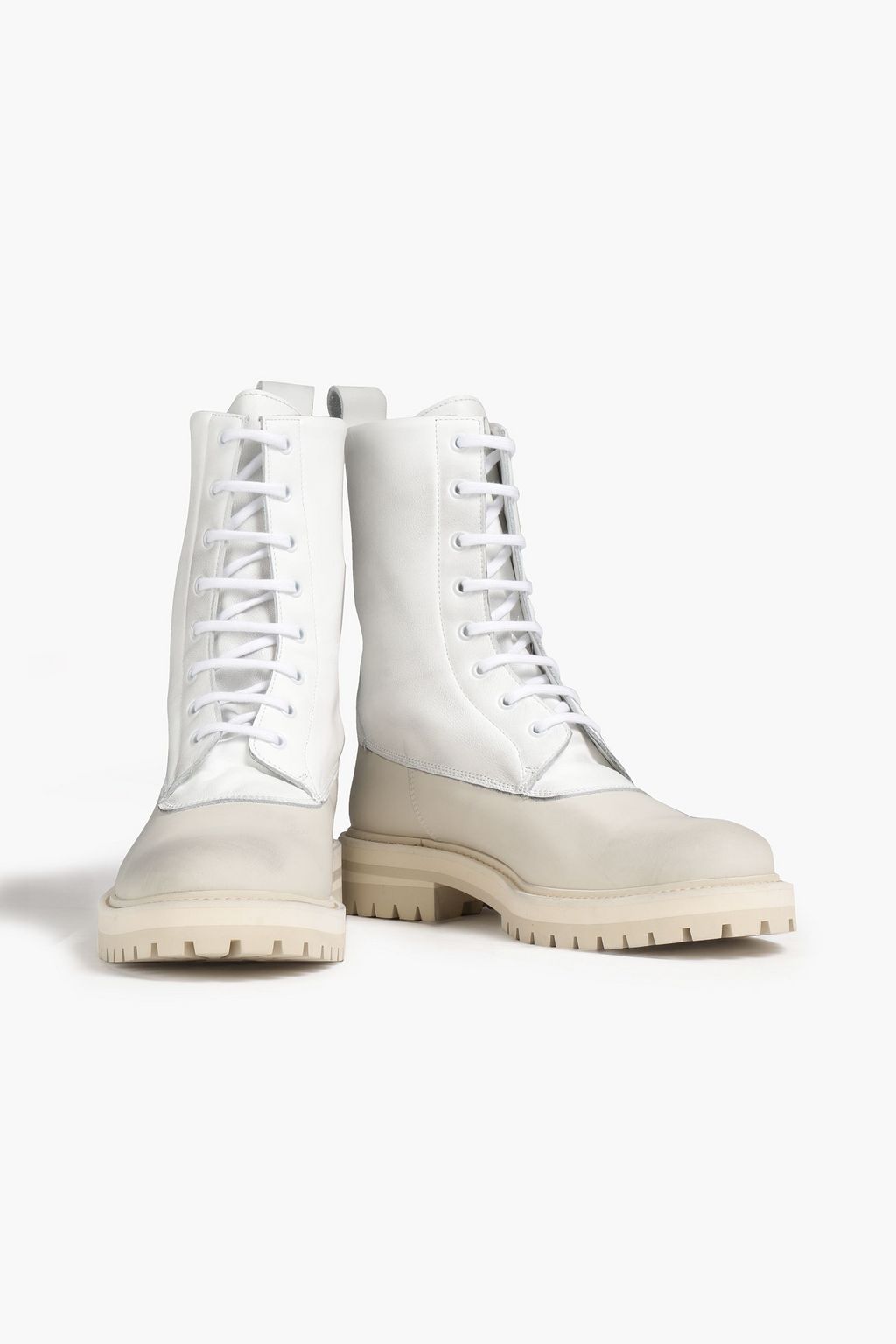 WOMAN BY COMMON PROJECTS Paneled coated leather combat boots