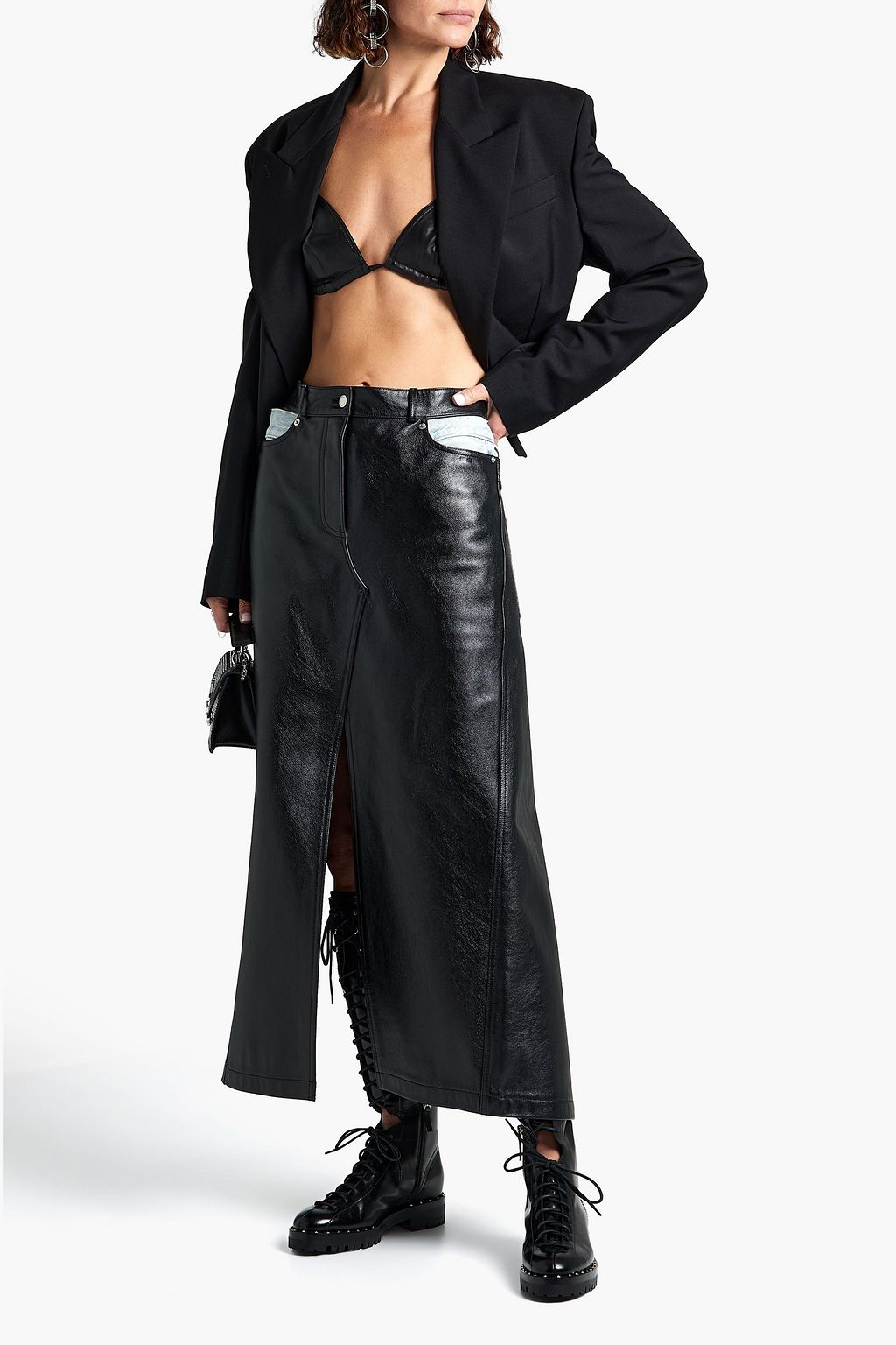 ALEXANDER WANG Cutout leather midi skirt