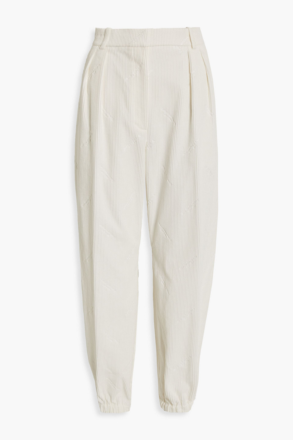 Alexander Wang Embroidered Cotton-corduroy Tapered Pants In Ivory