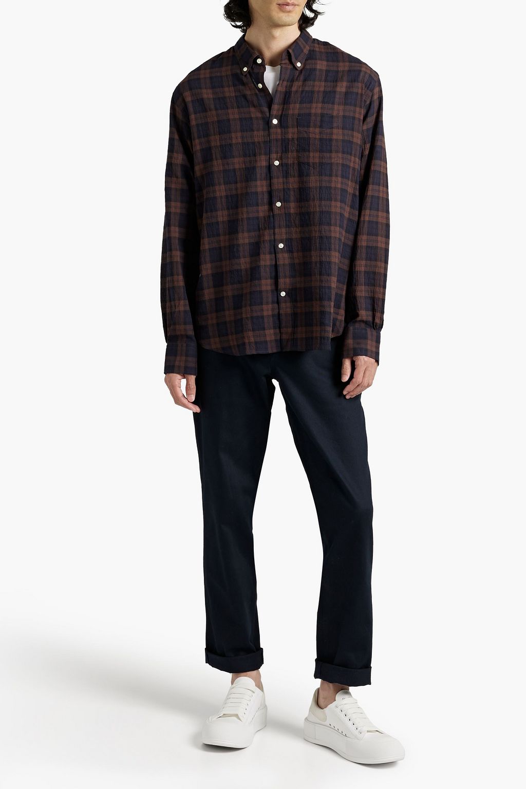 OFFICINE GÉNÉRALE Checked cotton-blend voile shirt