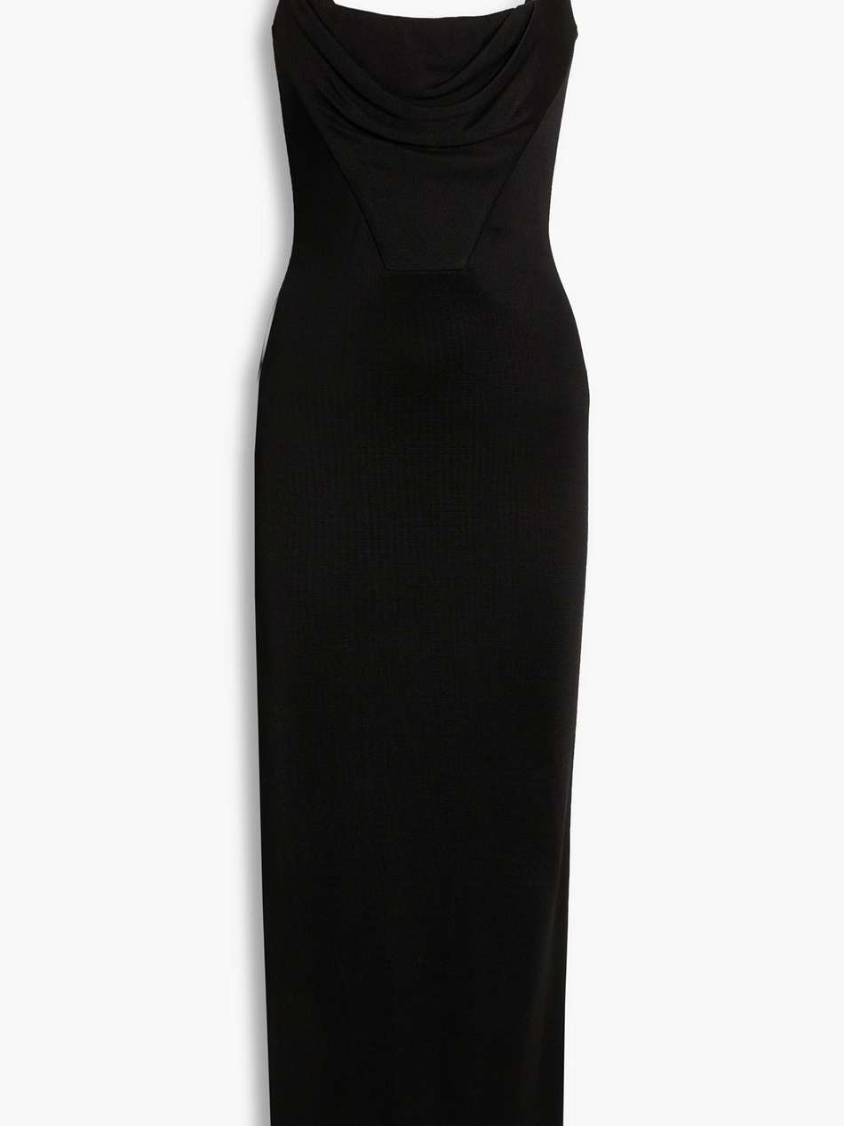 draped woven maxi dress
