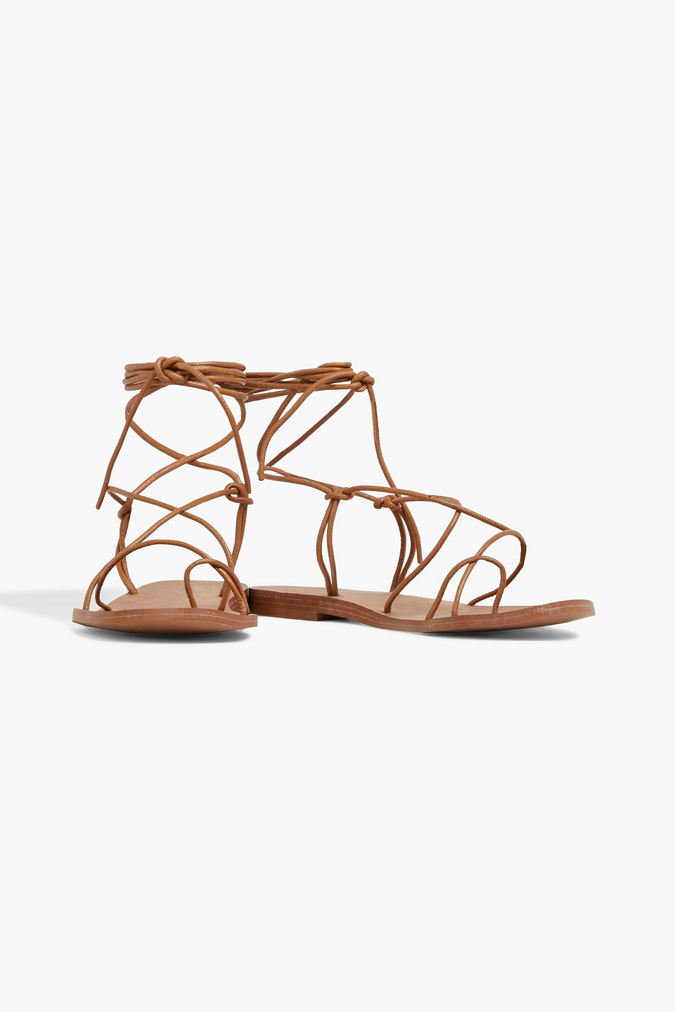 Seafolly Lace-up Leather Sandals In Light Brown