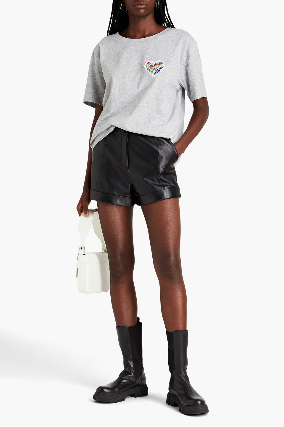 Michael Michael Kors Appliquéd Organic Cotton-jersey T-shirt In Neutrals