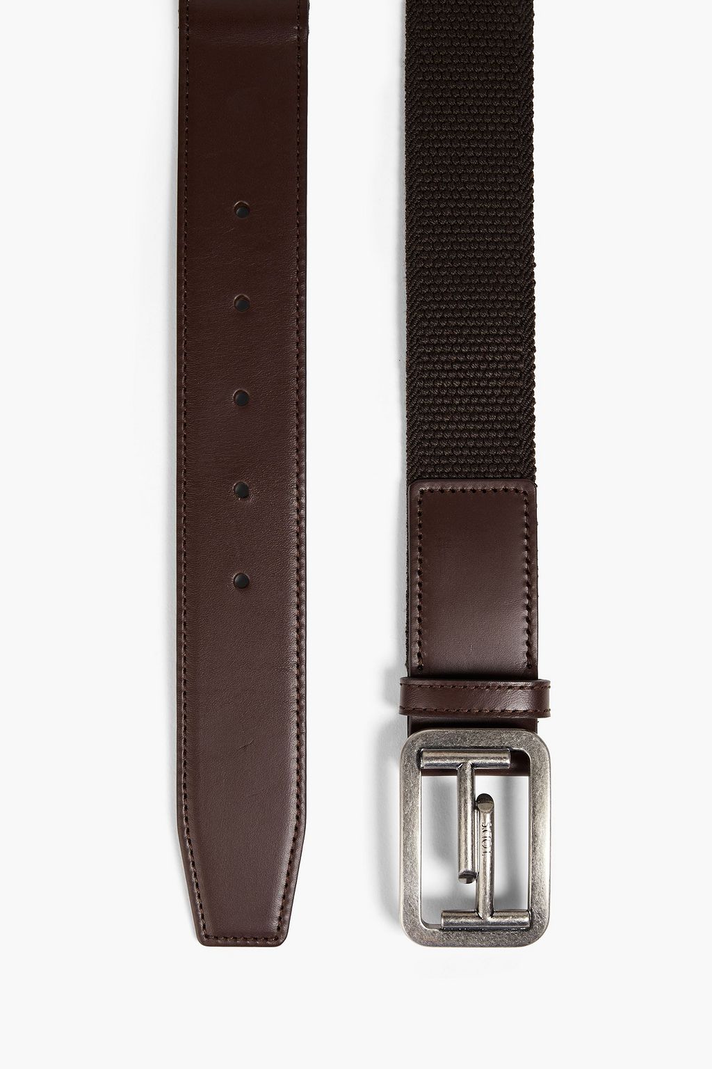TOD'S Double T leather-trimmed canvas belt