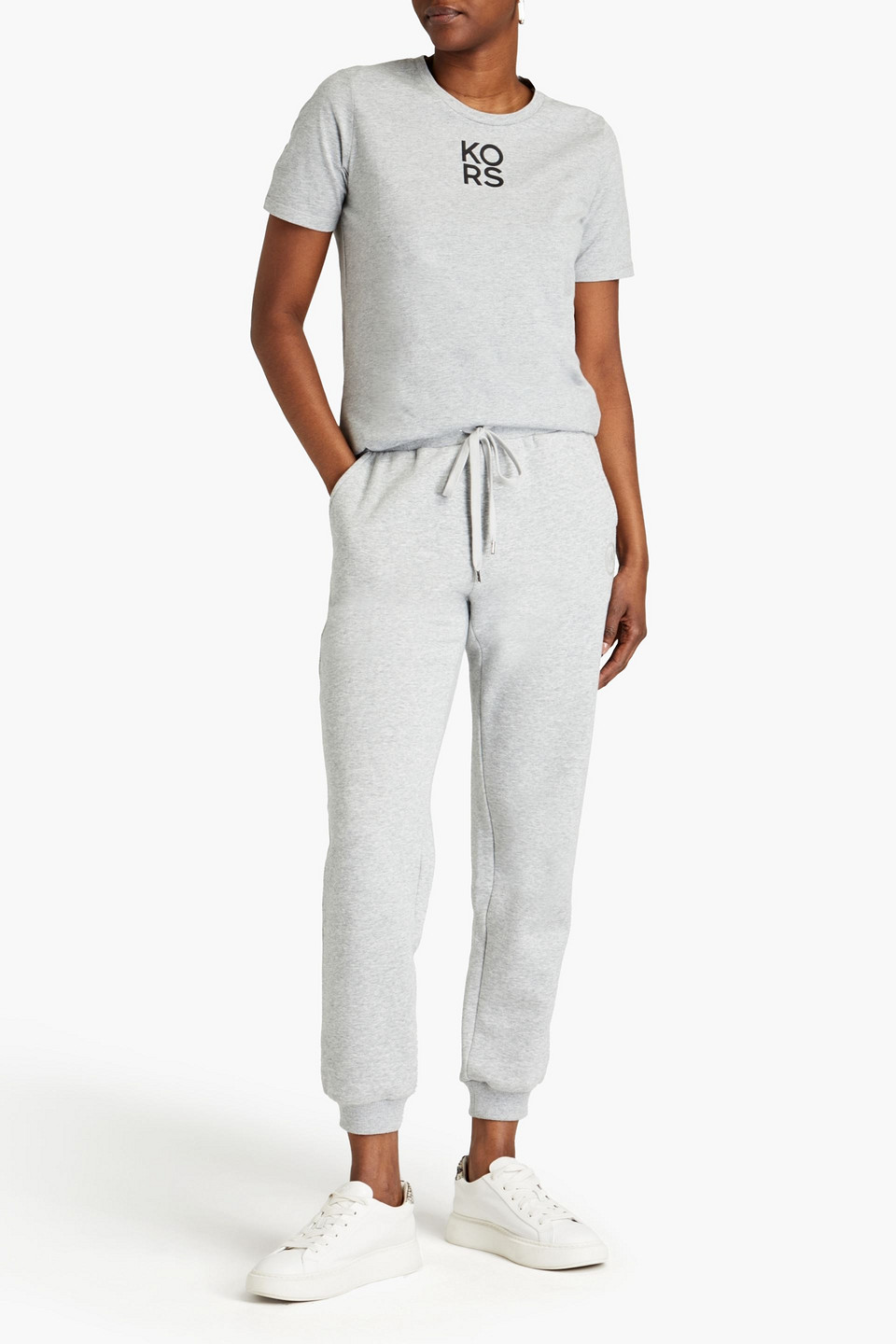 Michael Michael Kors Mélange Logo-print Organic Cotton-jersey T-shirt
