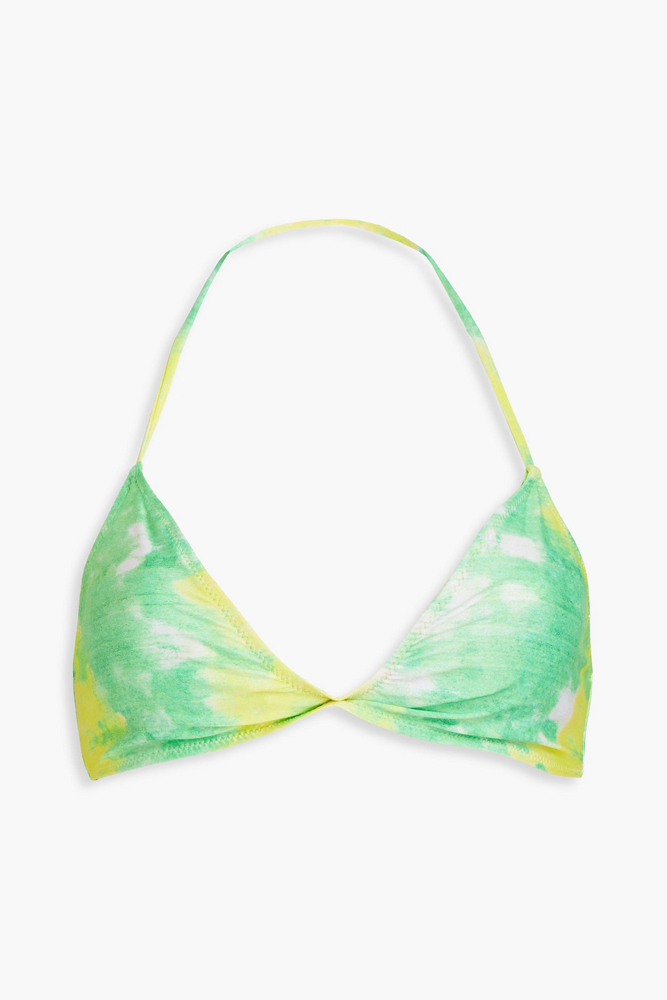 Twisted printed triangle bikini top