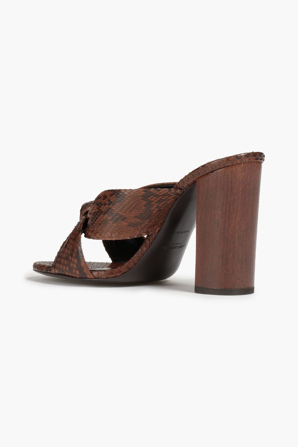 SAINT LAURENT Bianca 100 Mules mit Pythonmuster, Knotendetail und Cut-outs