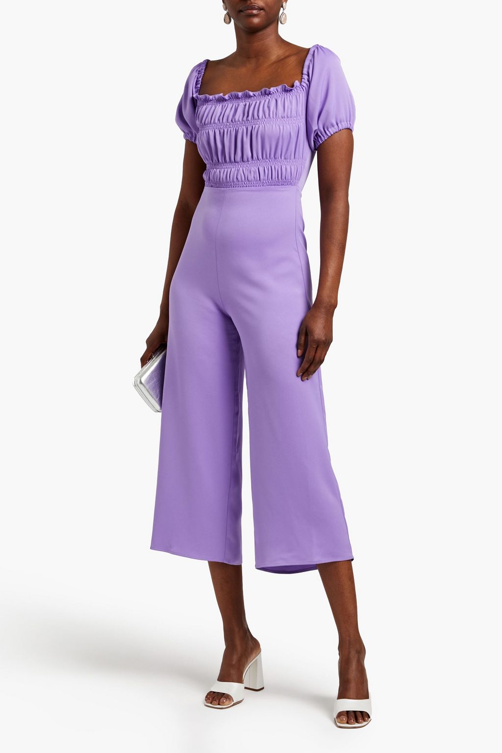 VANESSA COCCHIARO The Gerty cropped shirred cady jumpsuit