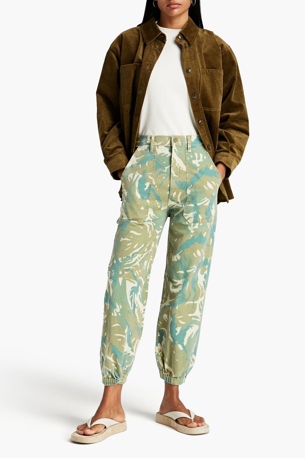 MOTHER The Wrapper cropped camouflage high-rise tapered jeans