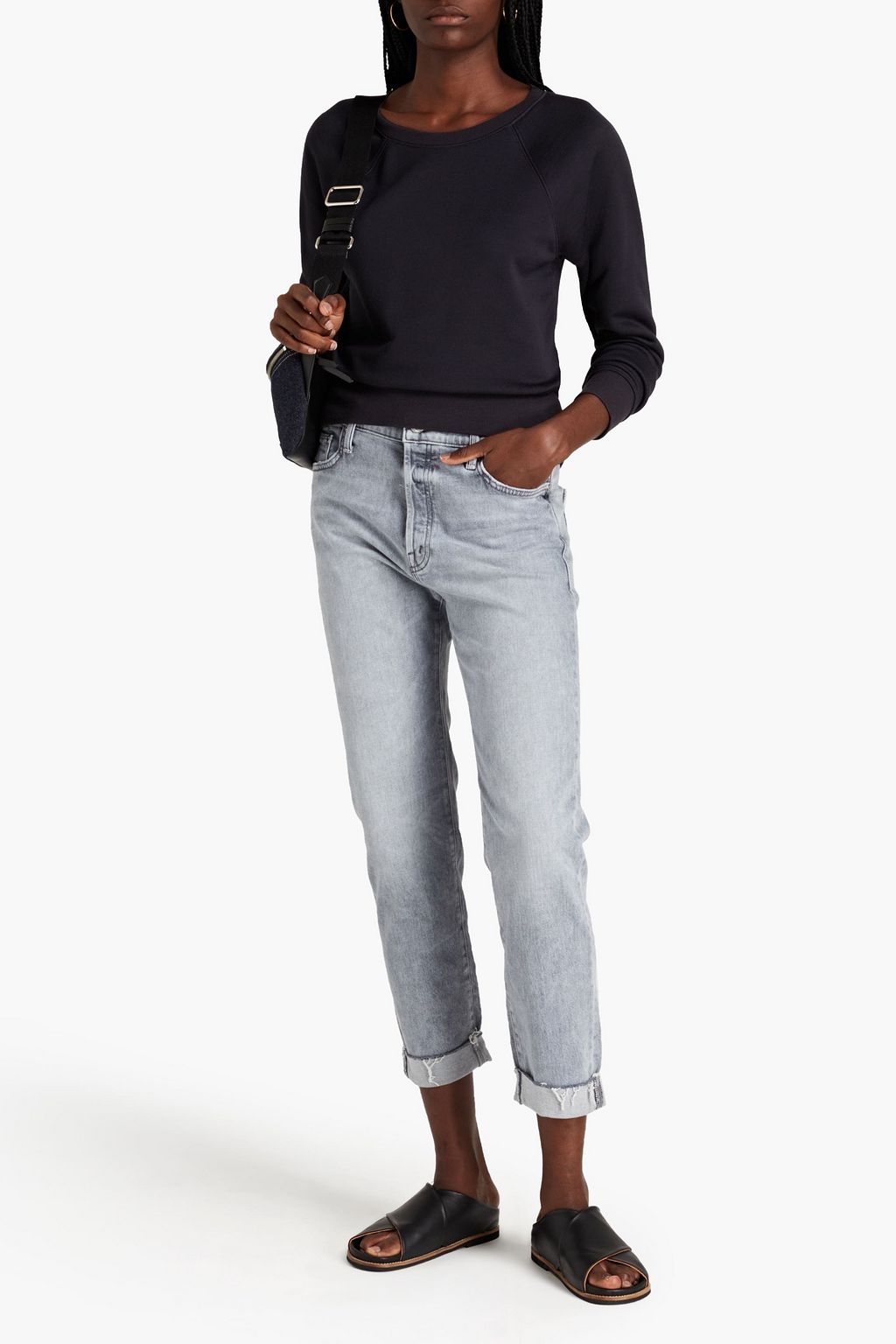 MOTHER The Scrapper cropped high-rise tapered jeans